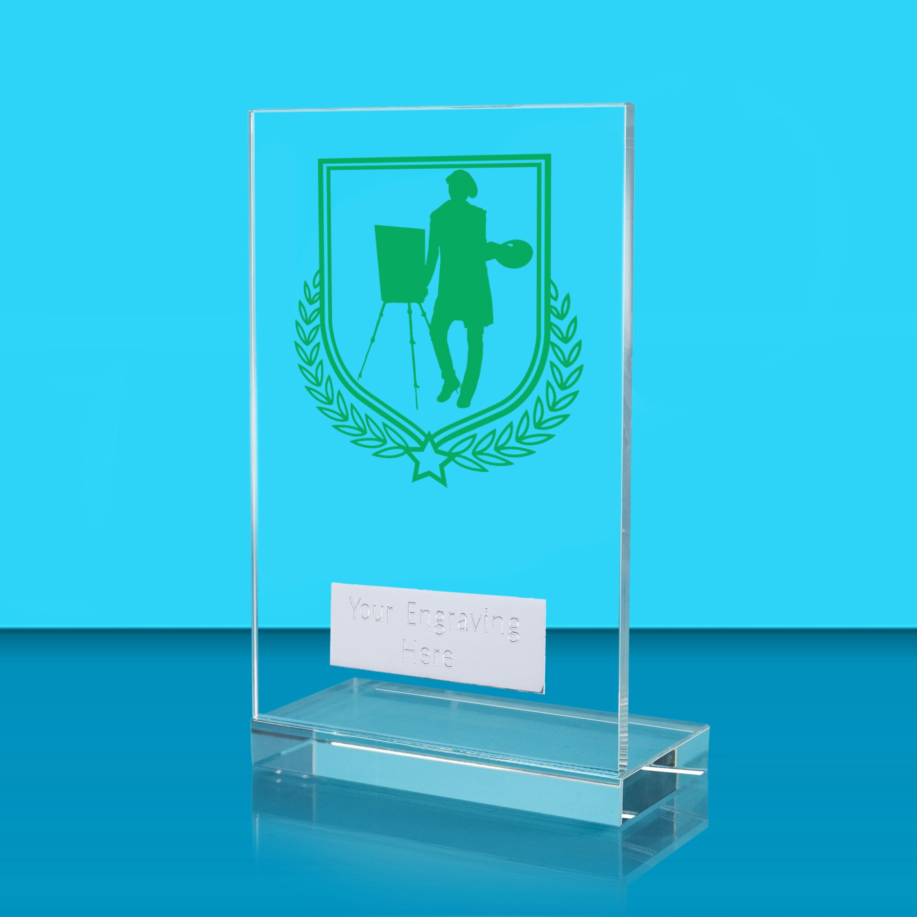 UV Colour Printed Art L Shaped Jade Glass Award