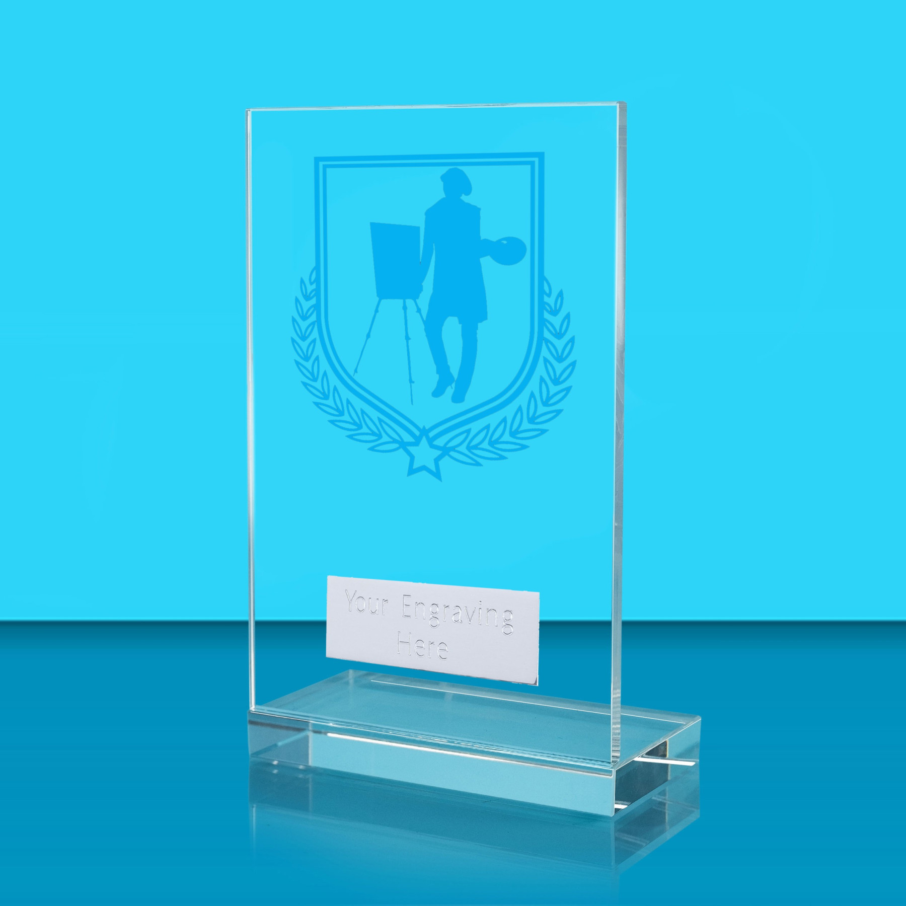 UV Colour Printed Art L Shaped Jade Glass Award