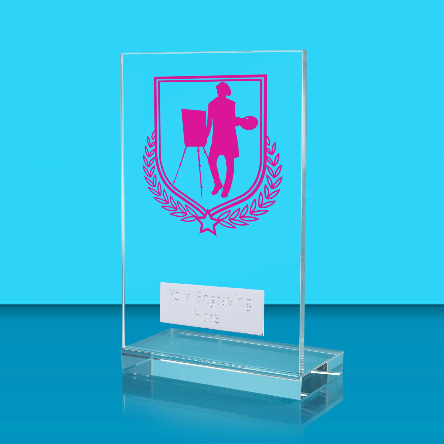 UV Colour Printed Art L Shaped Jade Glass Award