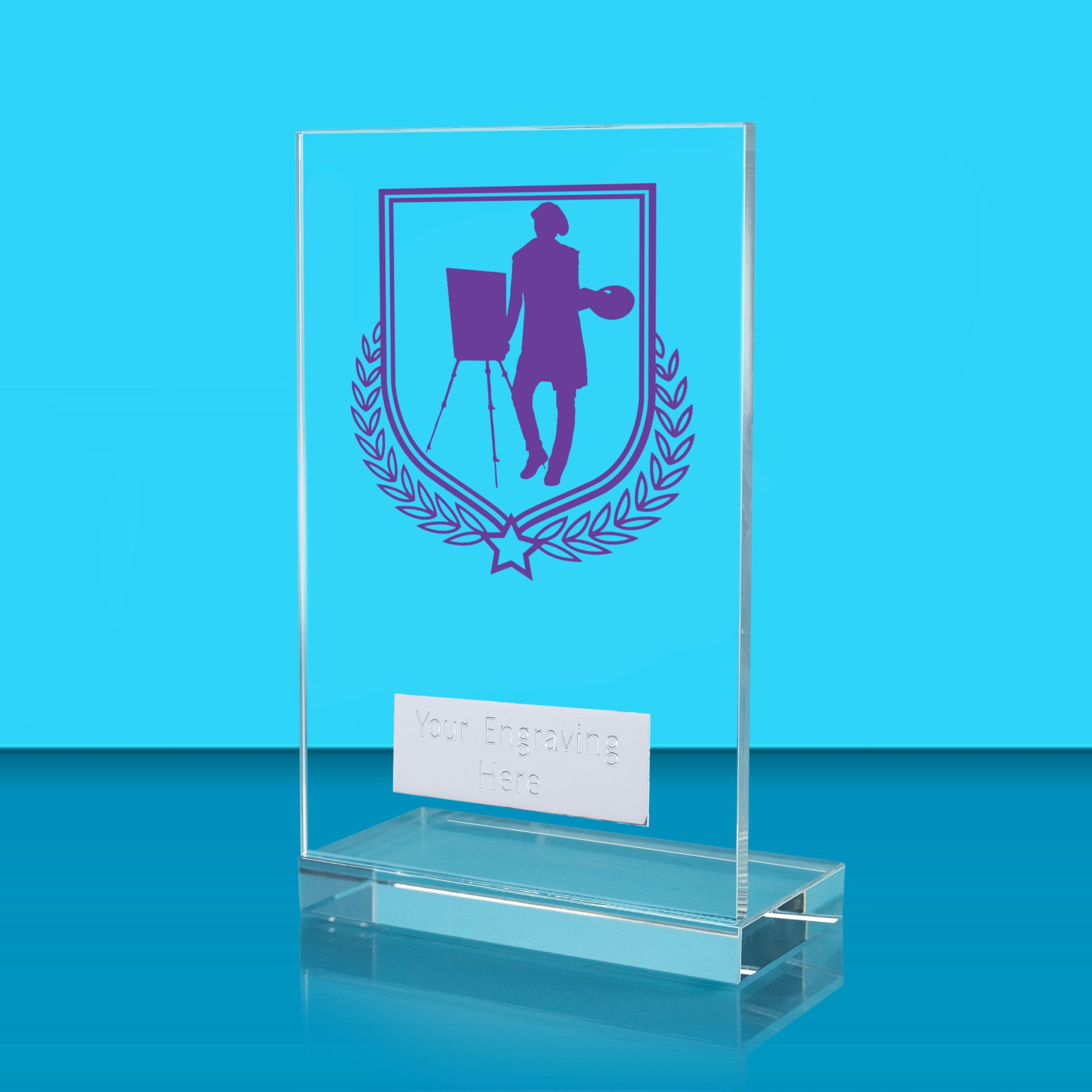 UV Colour Printed Art L Shaped Jade Glass Award