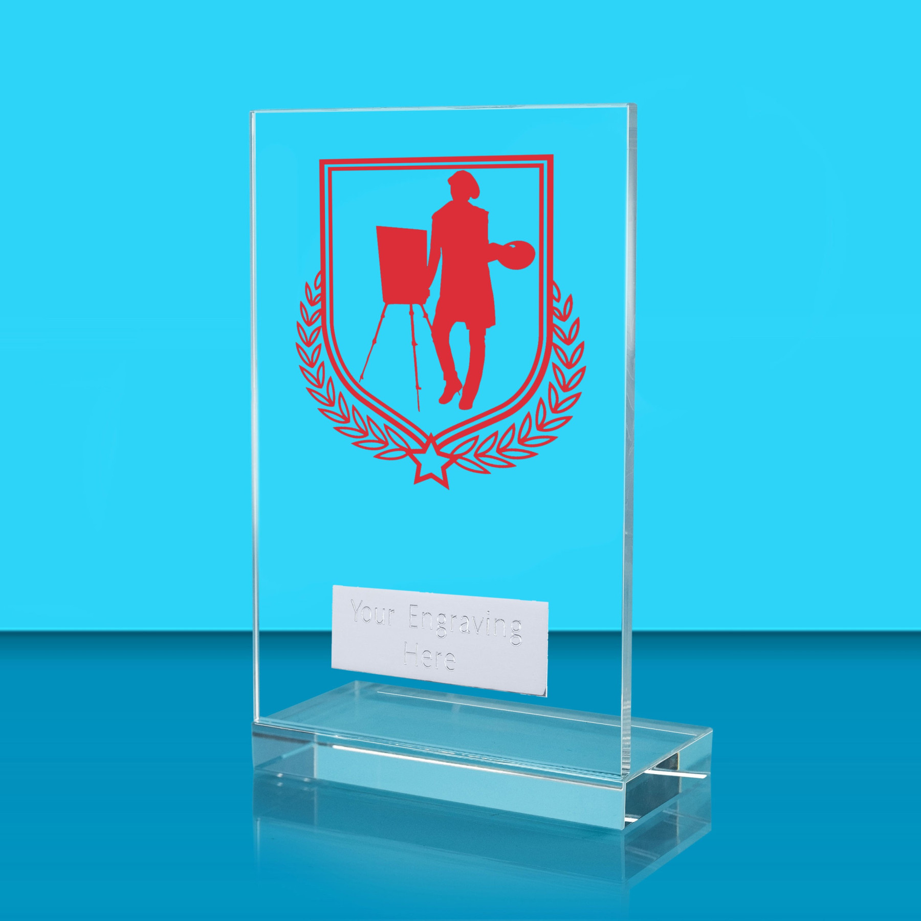 UV Colour Printed Art L Shaped Jade Glass Award