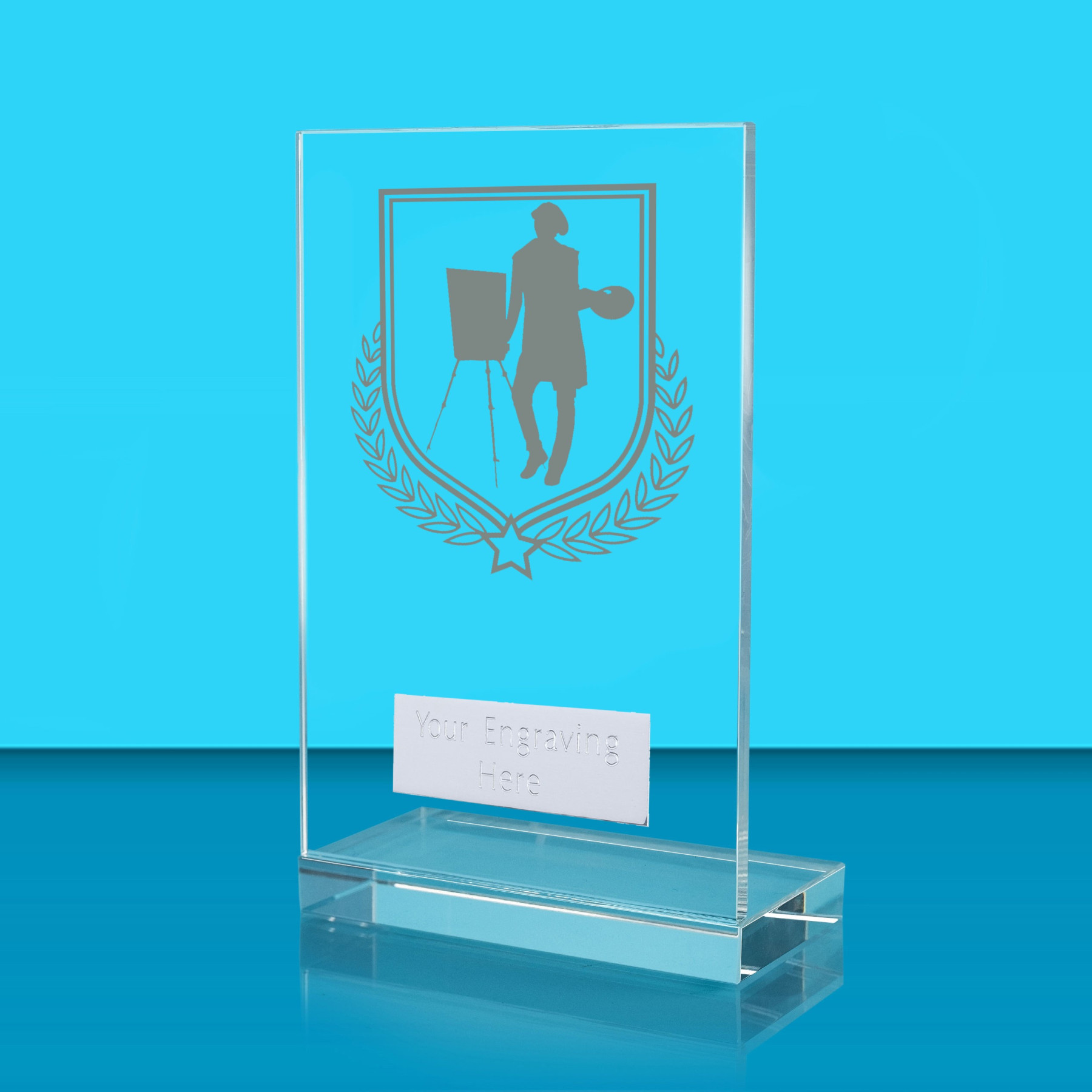 UV Colour Printed Art L Shaped Jade Glass Award