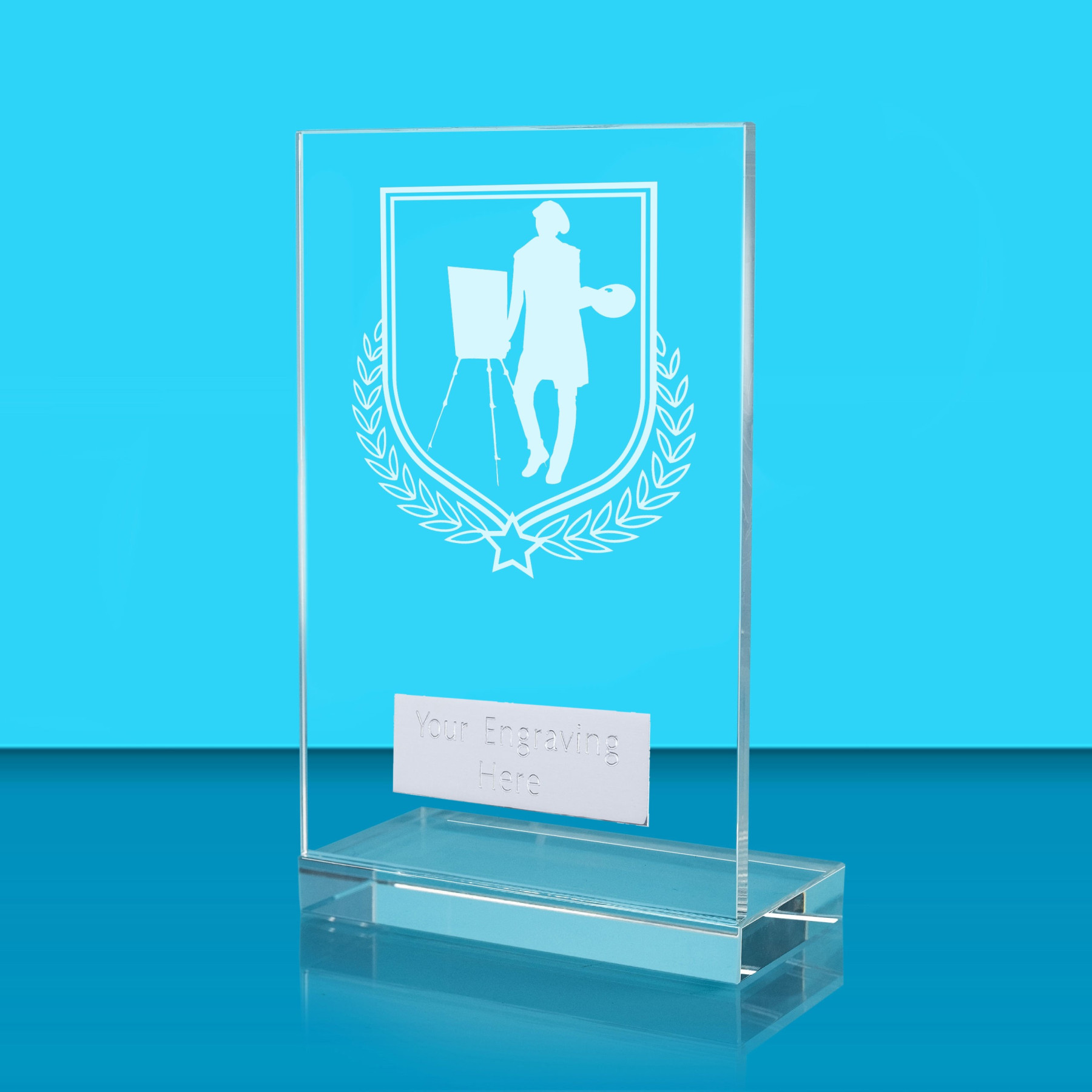 UV Colour Printed Art L Shaped Jade Glass Award