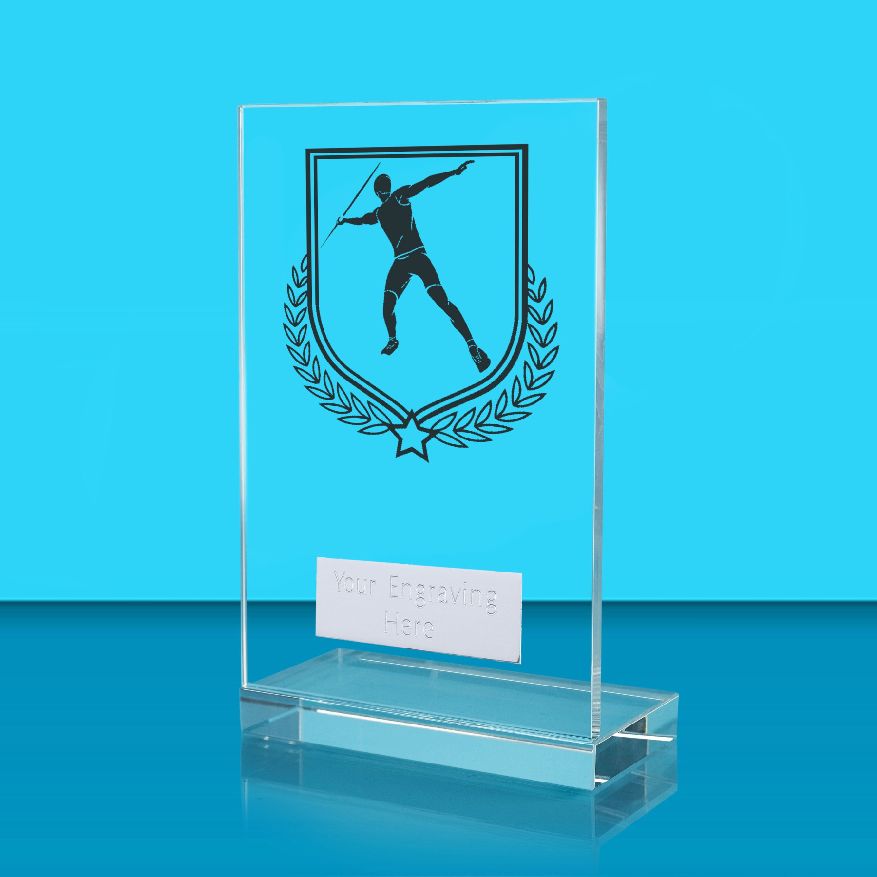 UV Colour Printed Javelin L Shaped Jade Glass Award