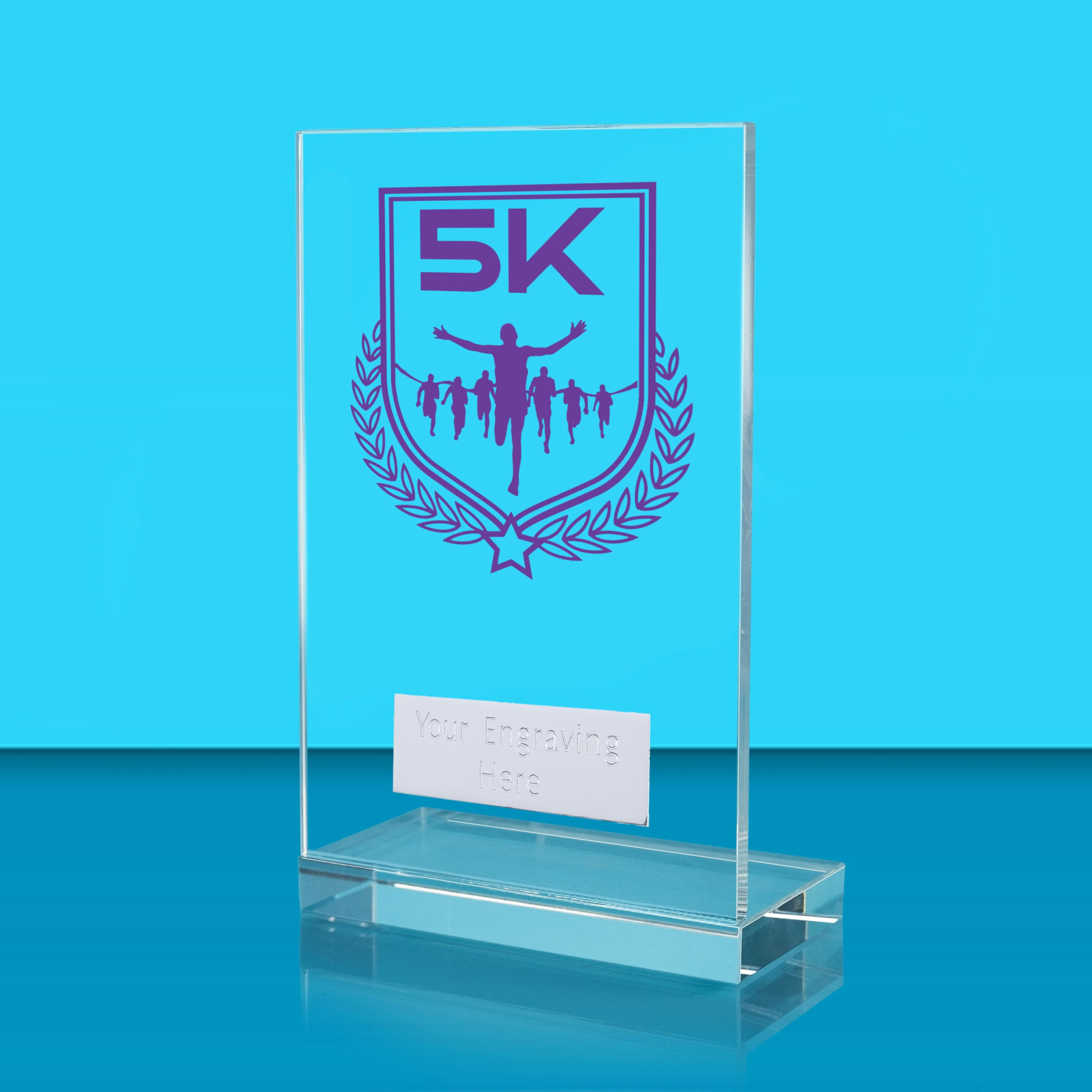 UV Colour Printed 5K Run L Shaped Jade Glass Award