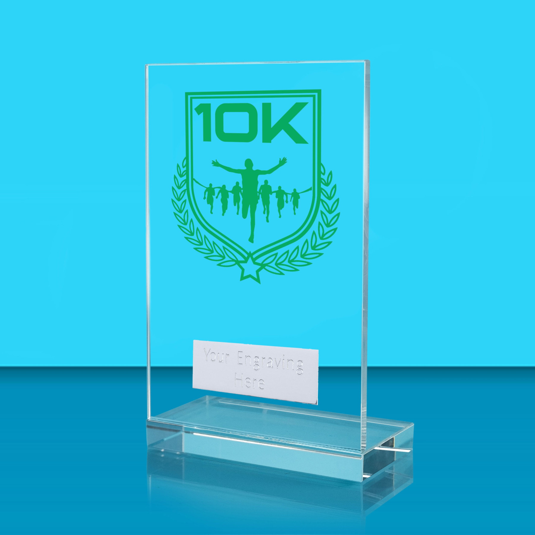 UV Colour Printed 10K Run L Shaped Jade Glass Award