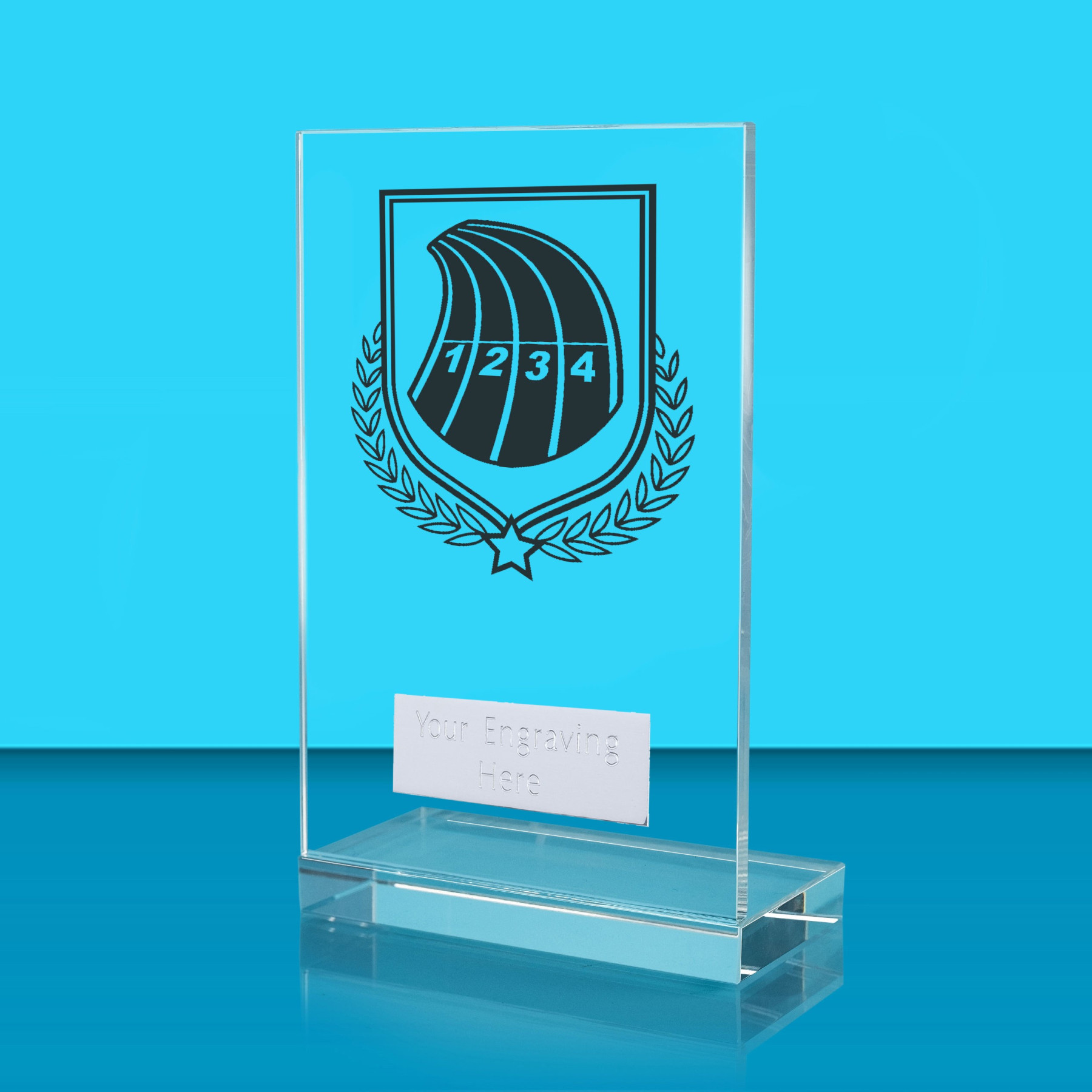 UV Colour Printed Athletics L Shaped Jade Glass Award