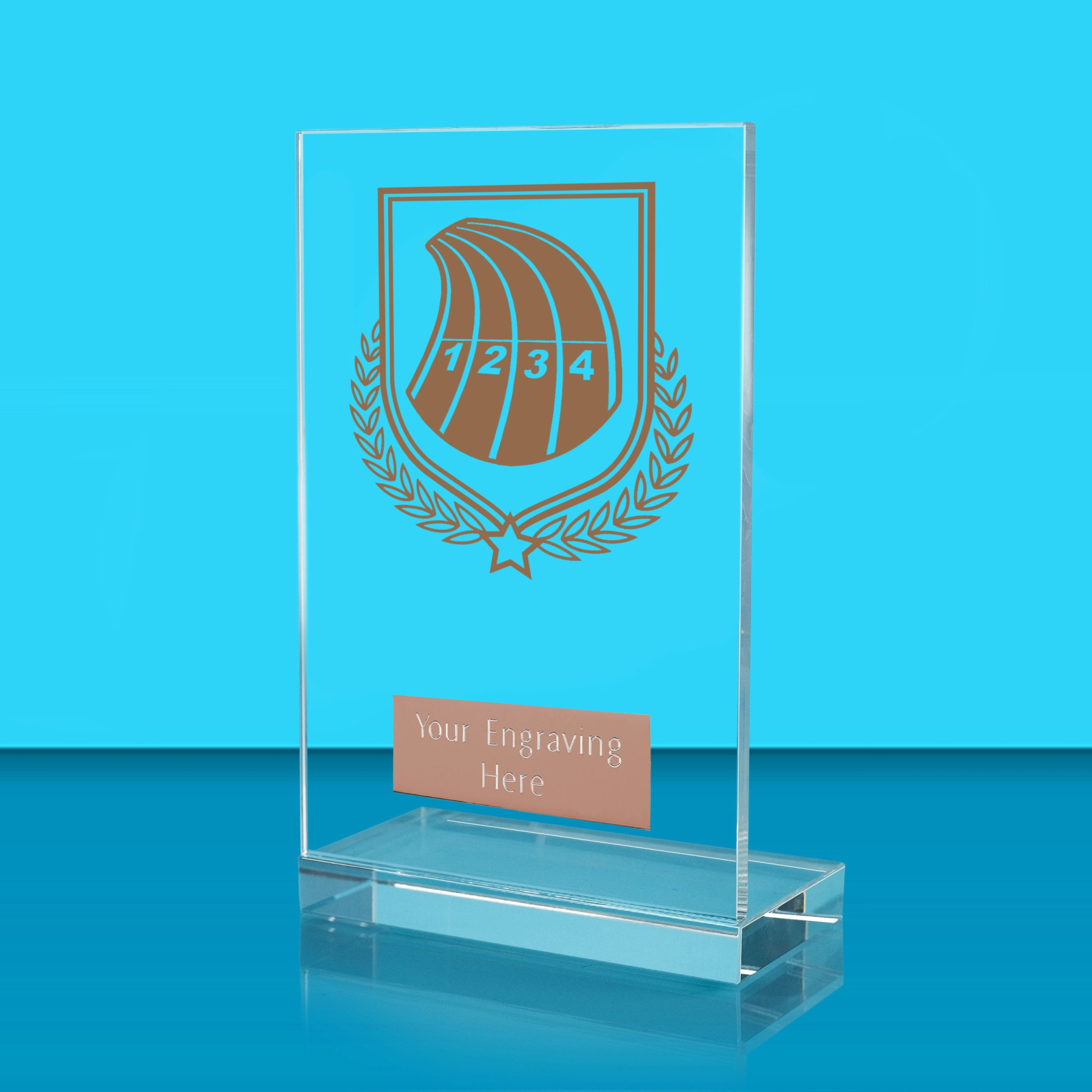 UV Colour Printed Athletics L Shaped Jade Glass Award