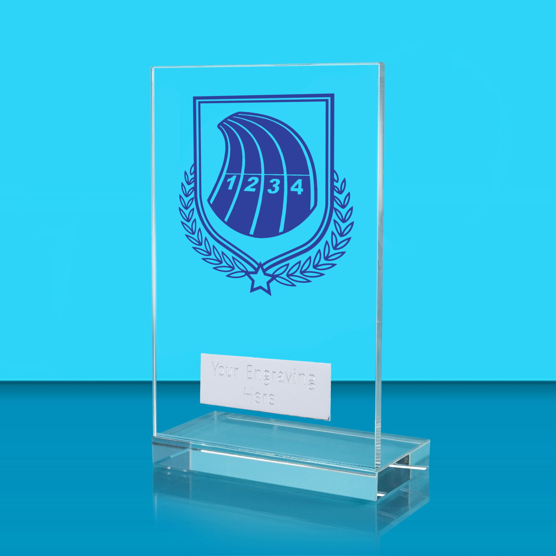 UV Colour Printed Athletics L Shaped Jade Glass Award