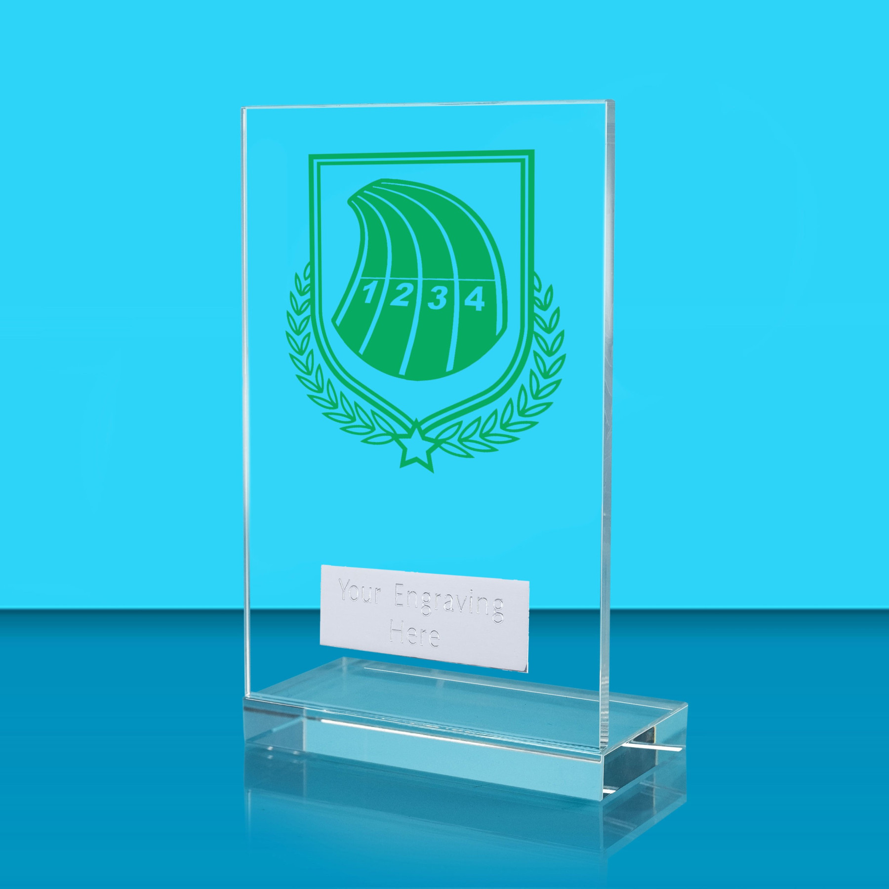 UV Colour Printed Athletics L Shaped Jade Glass Award
