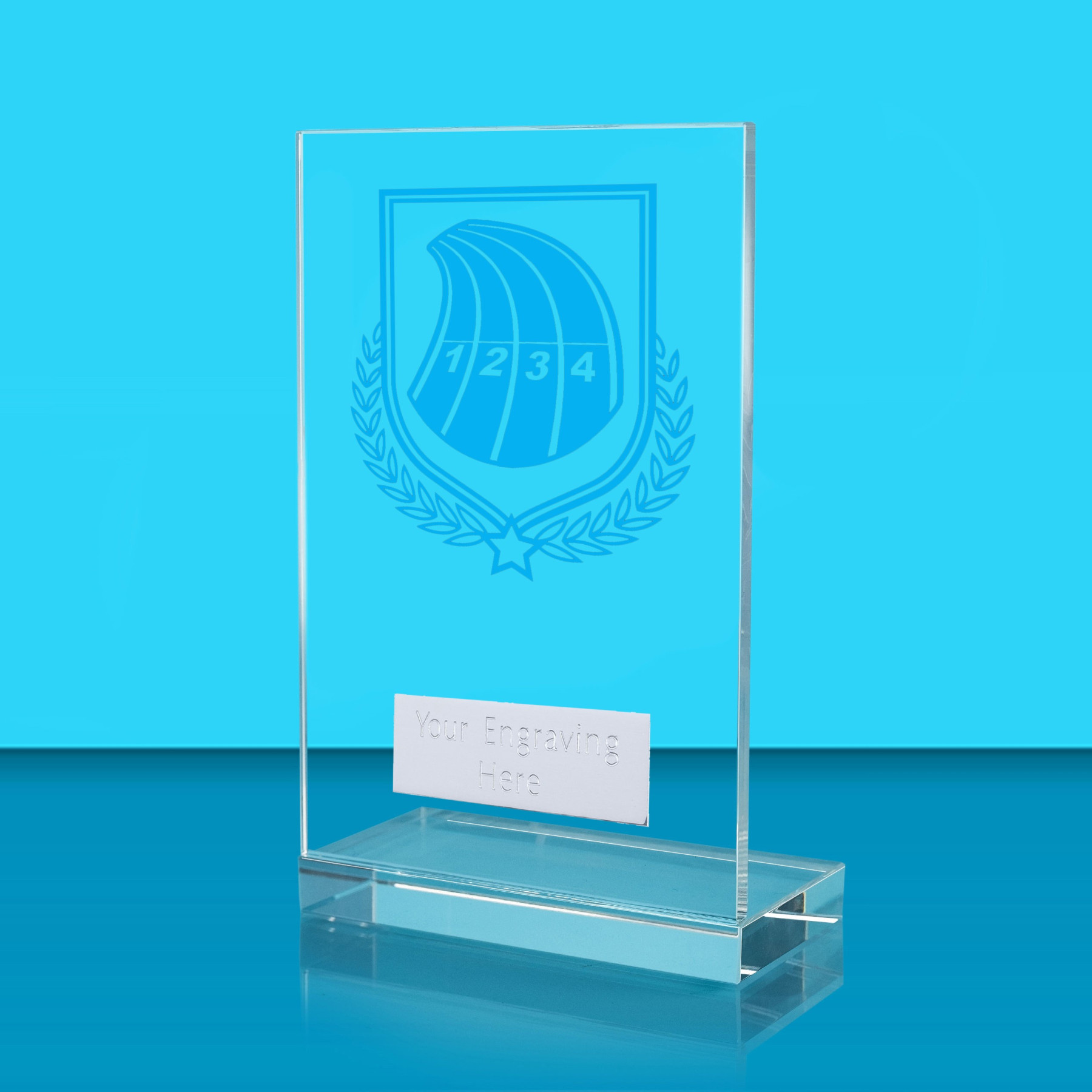 UV Colour Printed Athletics L Shaped Jade Glass Award
