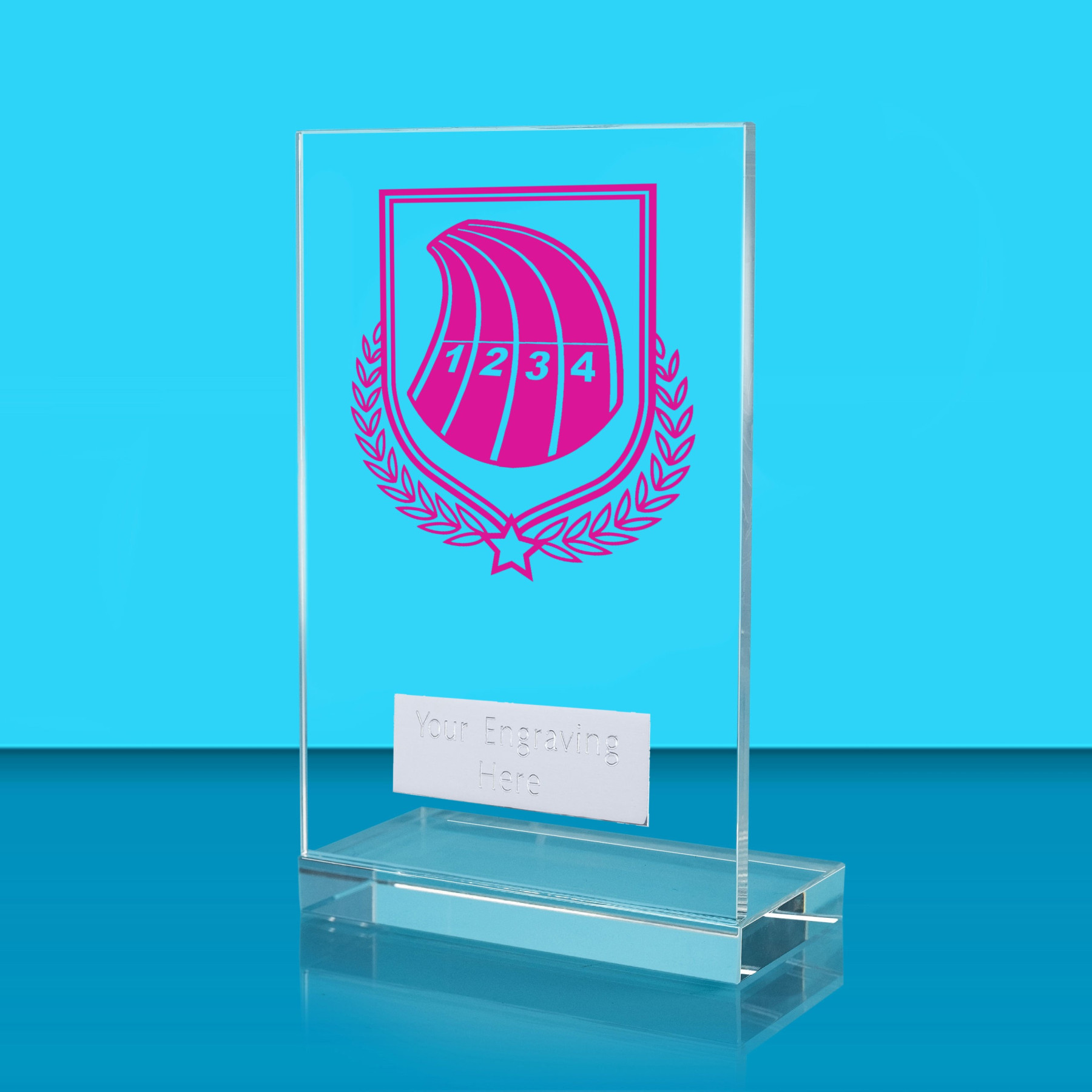 UV Colour Printed Athletics L Shaped Jade Glass Award