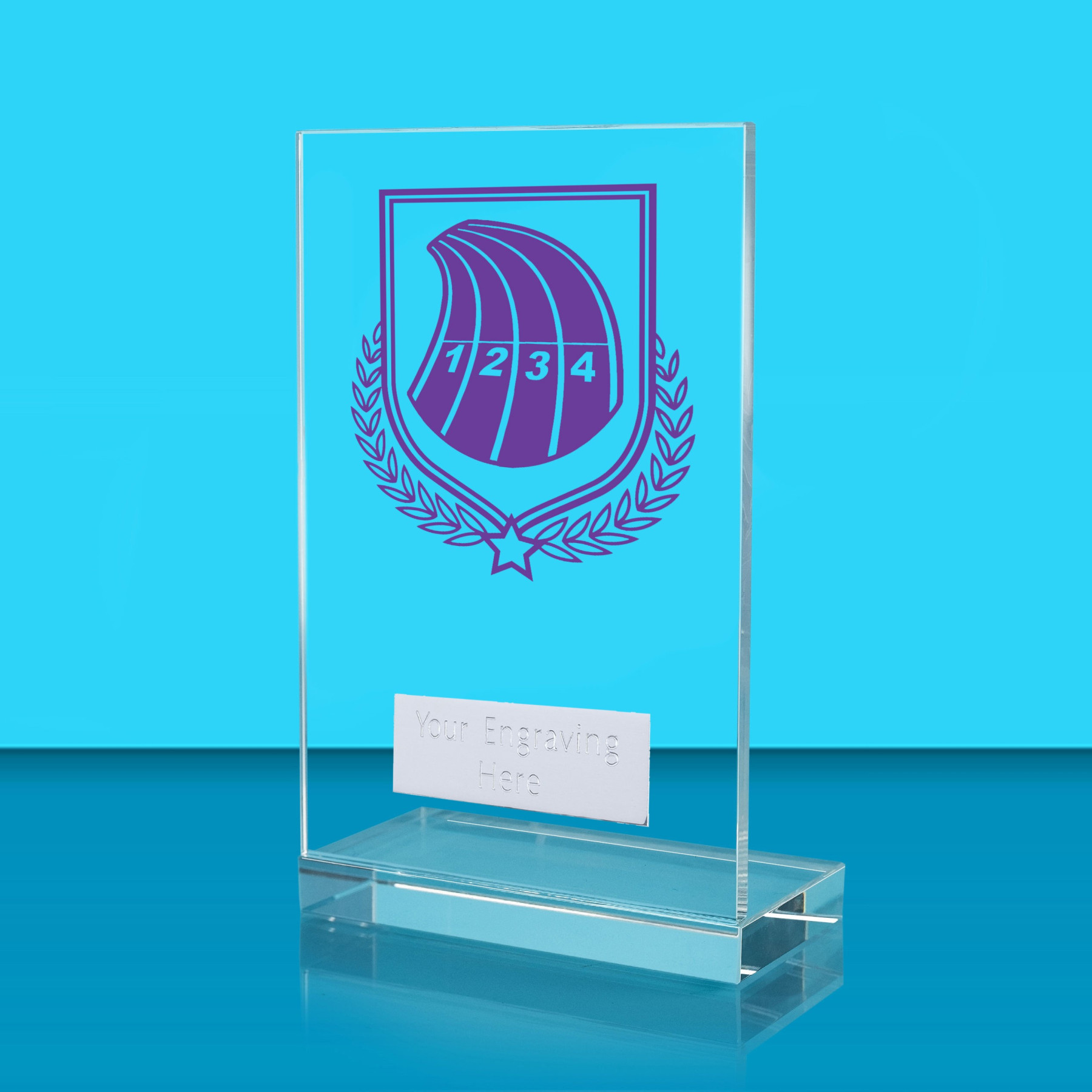 UV Colour Printed Athletics L Shaped Jade Glass Award
