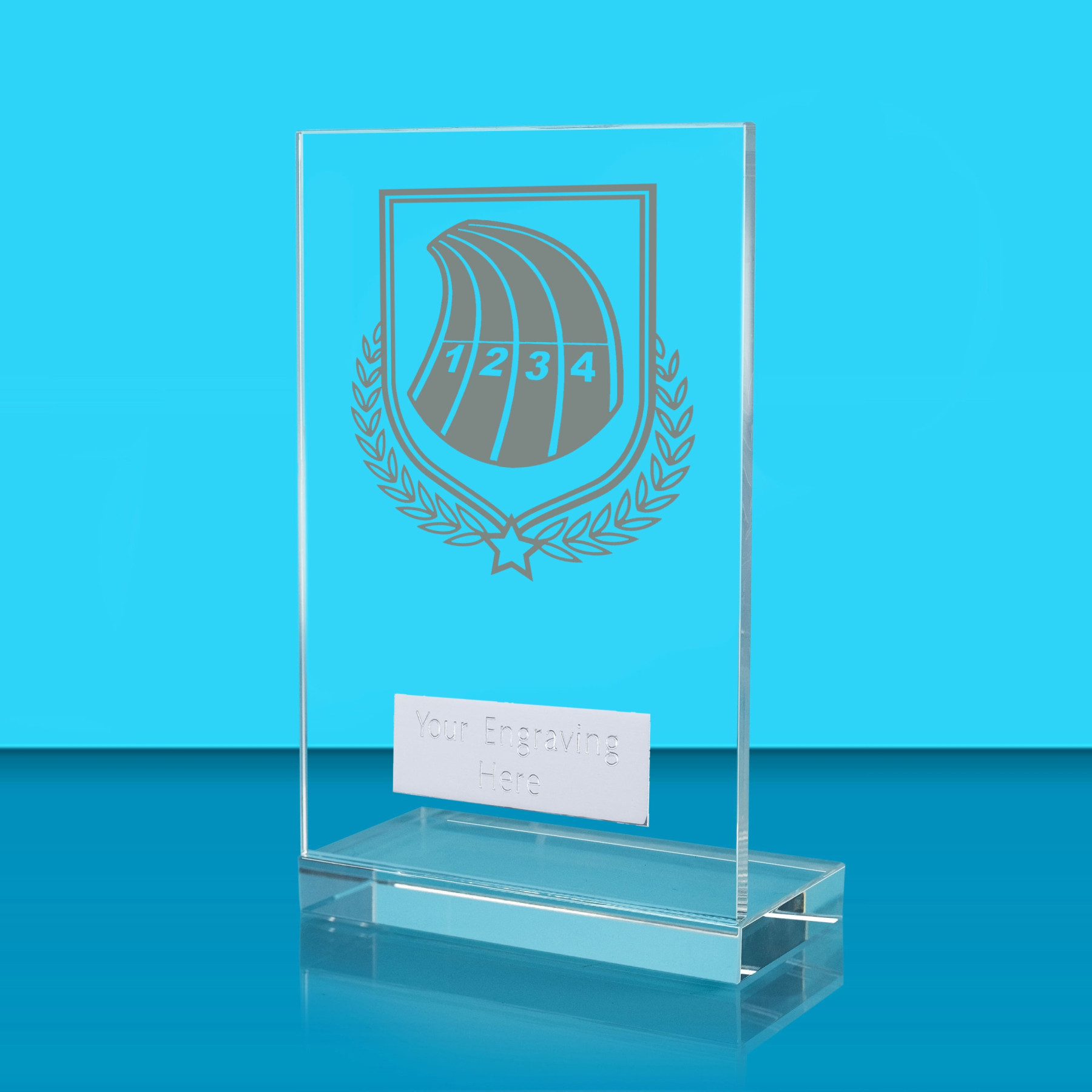 UV Colour Printed Athletics L Shaped Jade Glass Award
