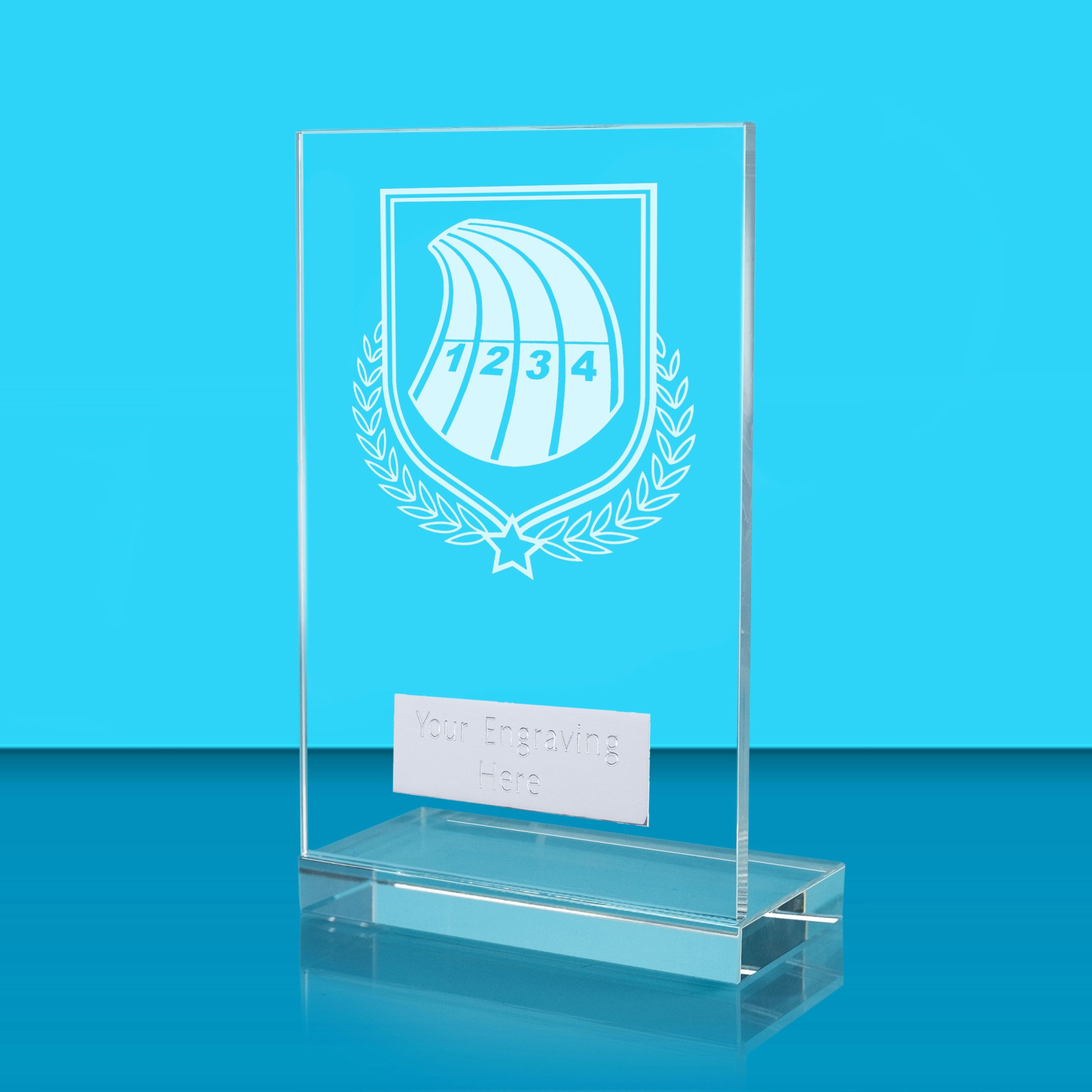 UV Colour Printed Athletics L Shaped Jade Glass Award