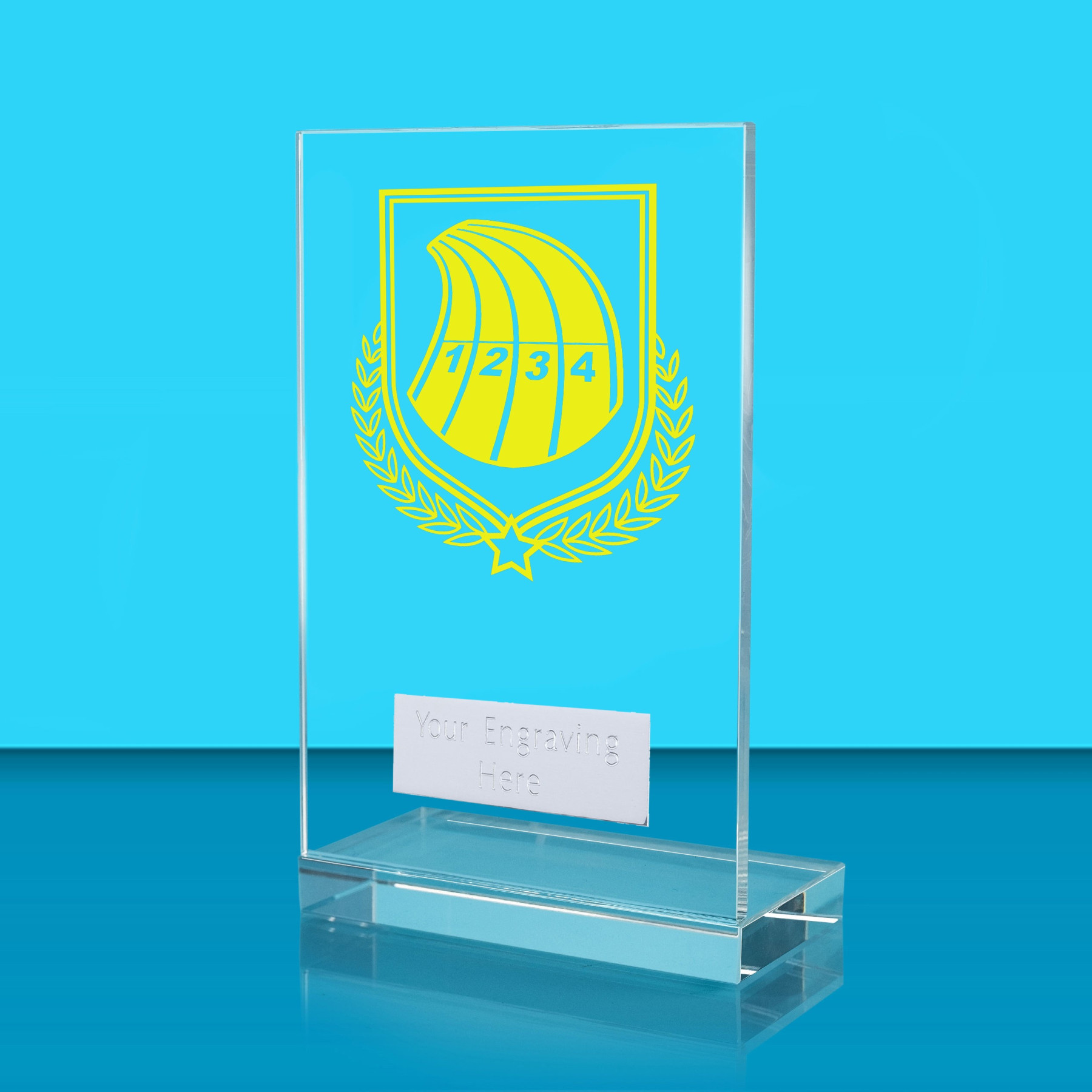 UV Colour Printed Athletics L Shaped Jade Glass Award