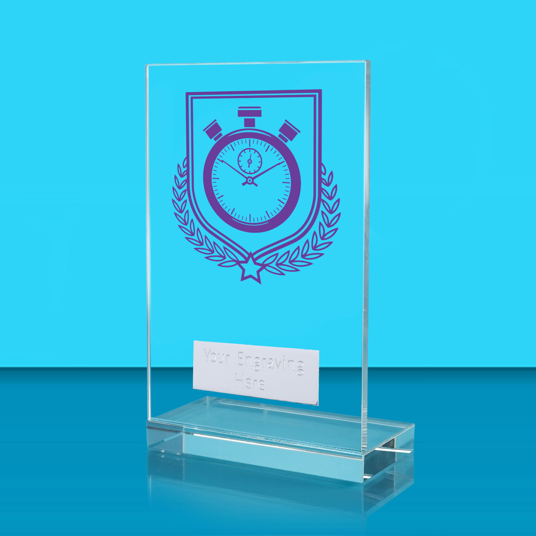 UV Colour Printed Athletics L Shaped Jade Glass Award