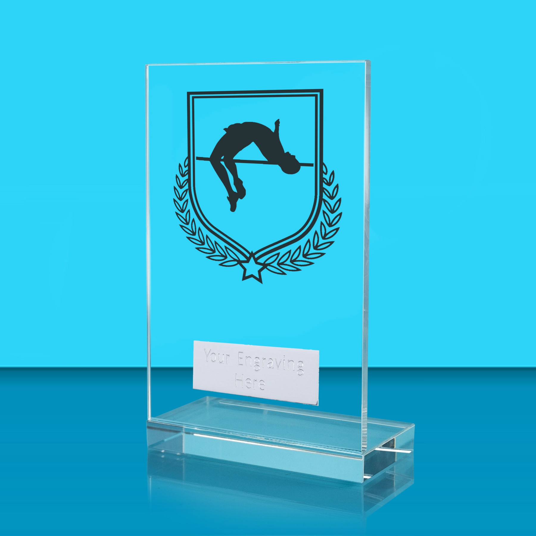 UV Colour Printed Pole Vault L Shaped Jade Glass Award