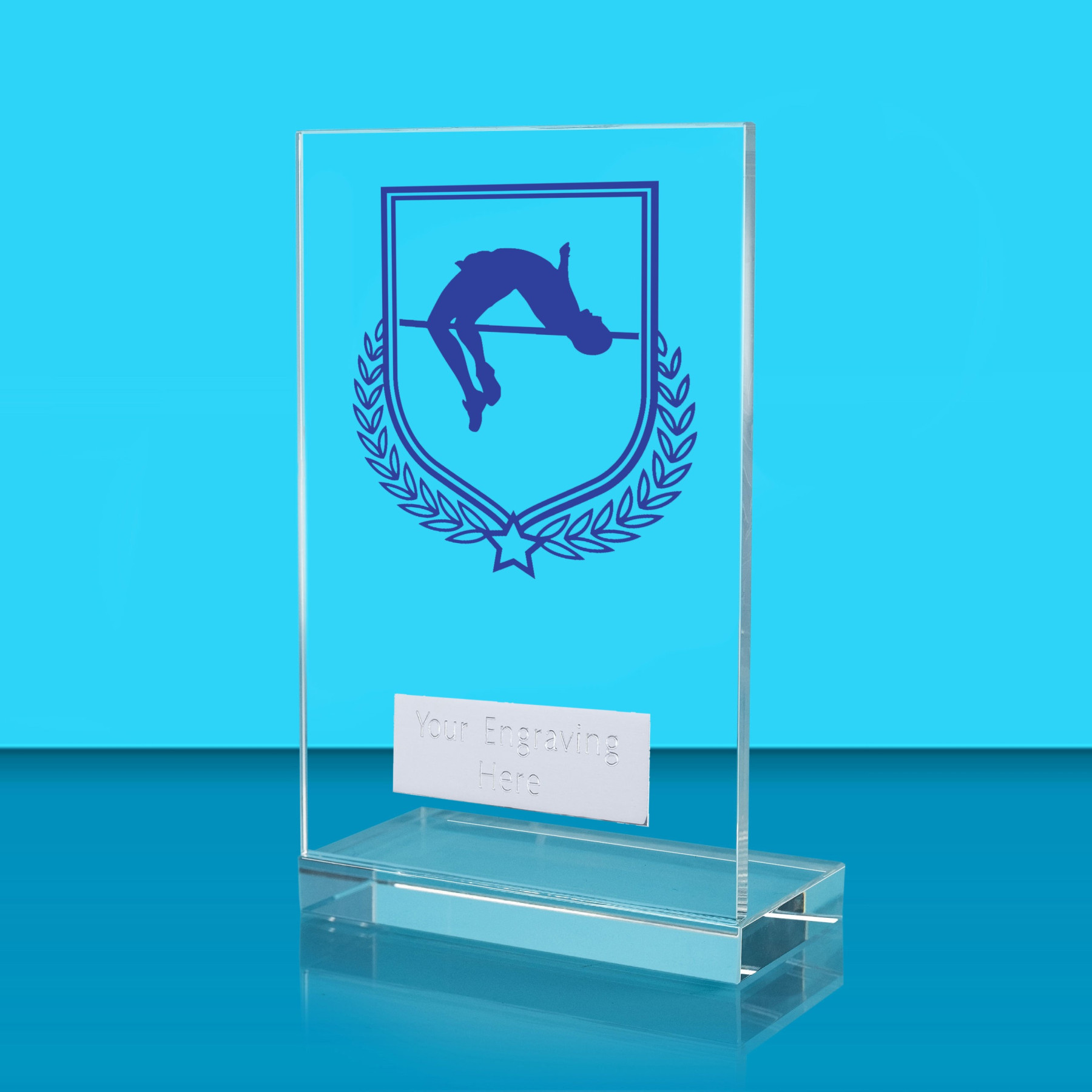 UV Colour Printed Pole Vault L Shaped Jade Glass Award