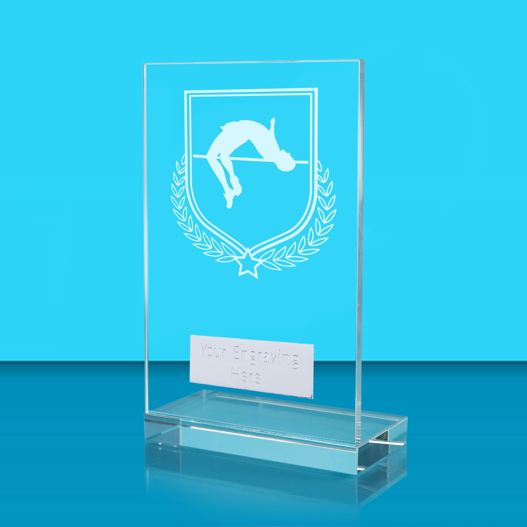 UV Colour Printed Pole Vault L Shaped Jade Glass Award