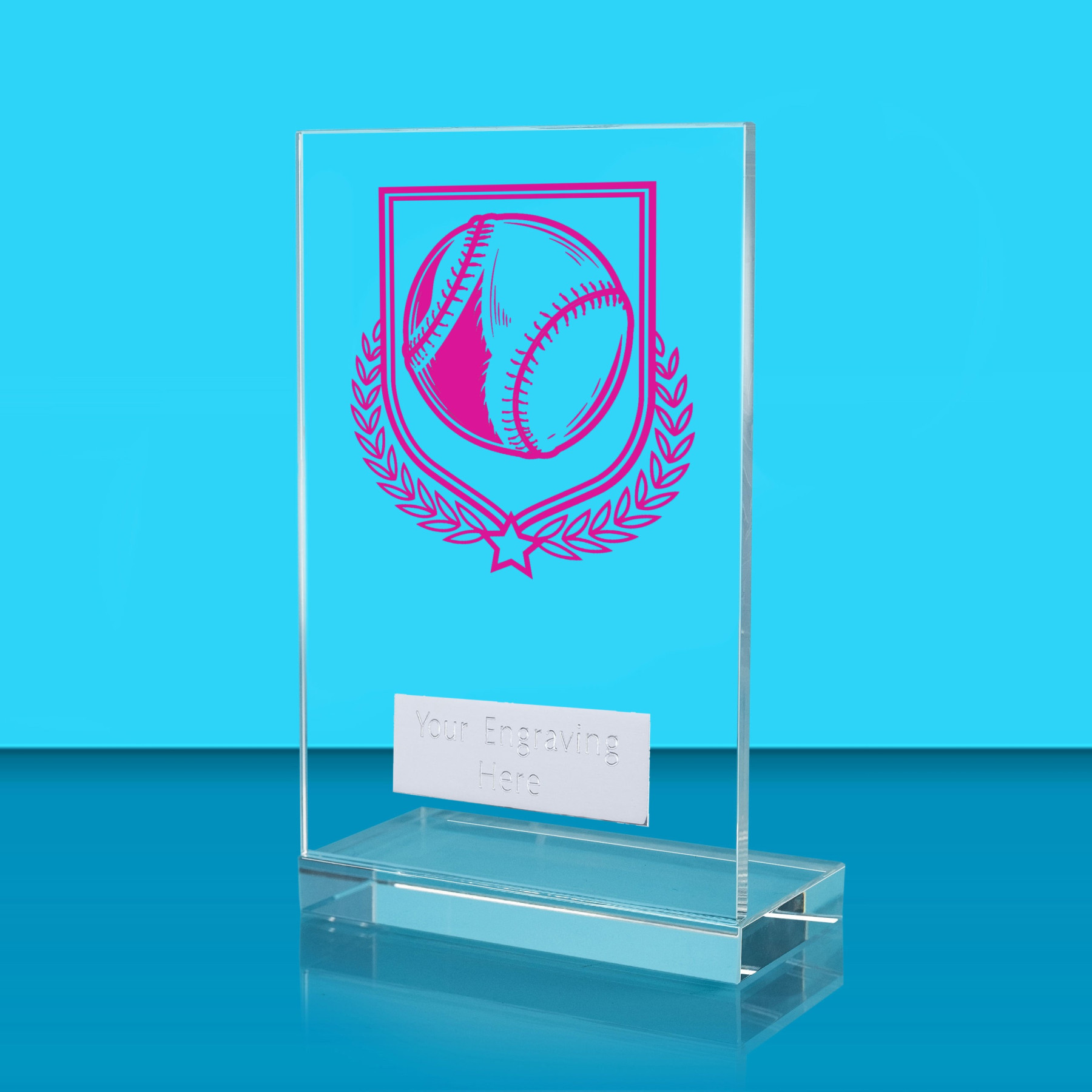 UV Colour Printed Baseball L Shaped Jade Glass Award