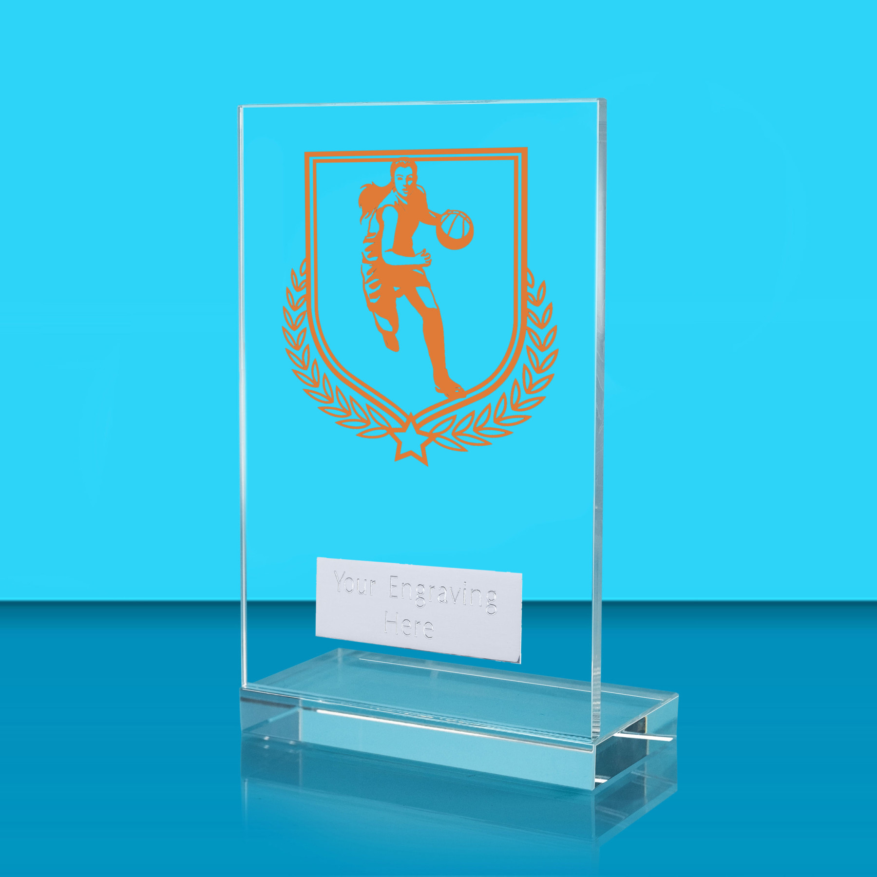 UV Colour Printed Basketball L Shaped Jade Glass Award