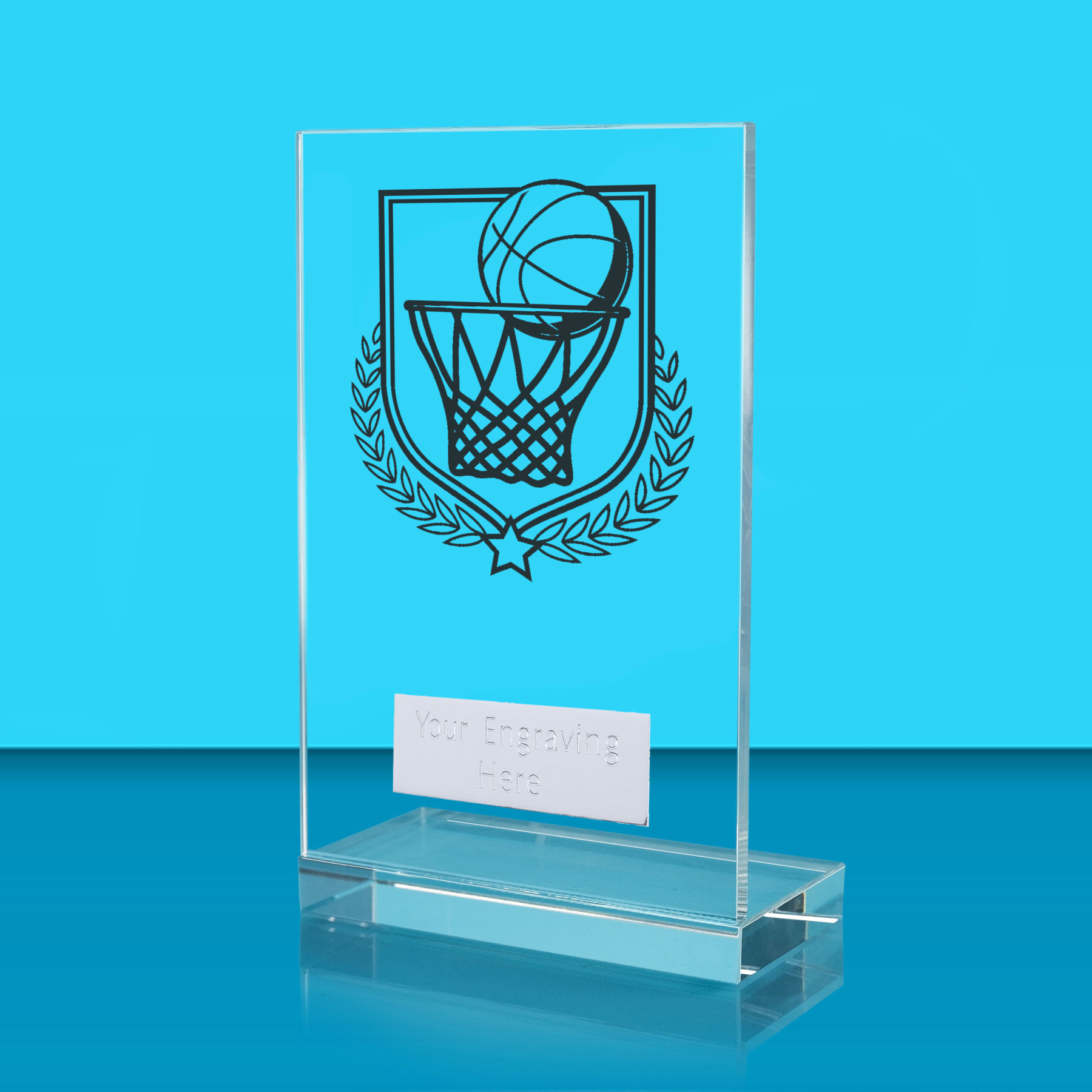 UV Colour Printed Basketball L Shaped Jade Glass Award