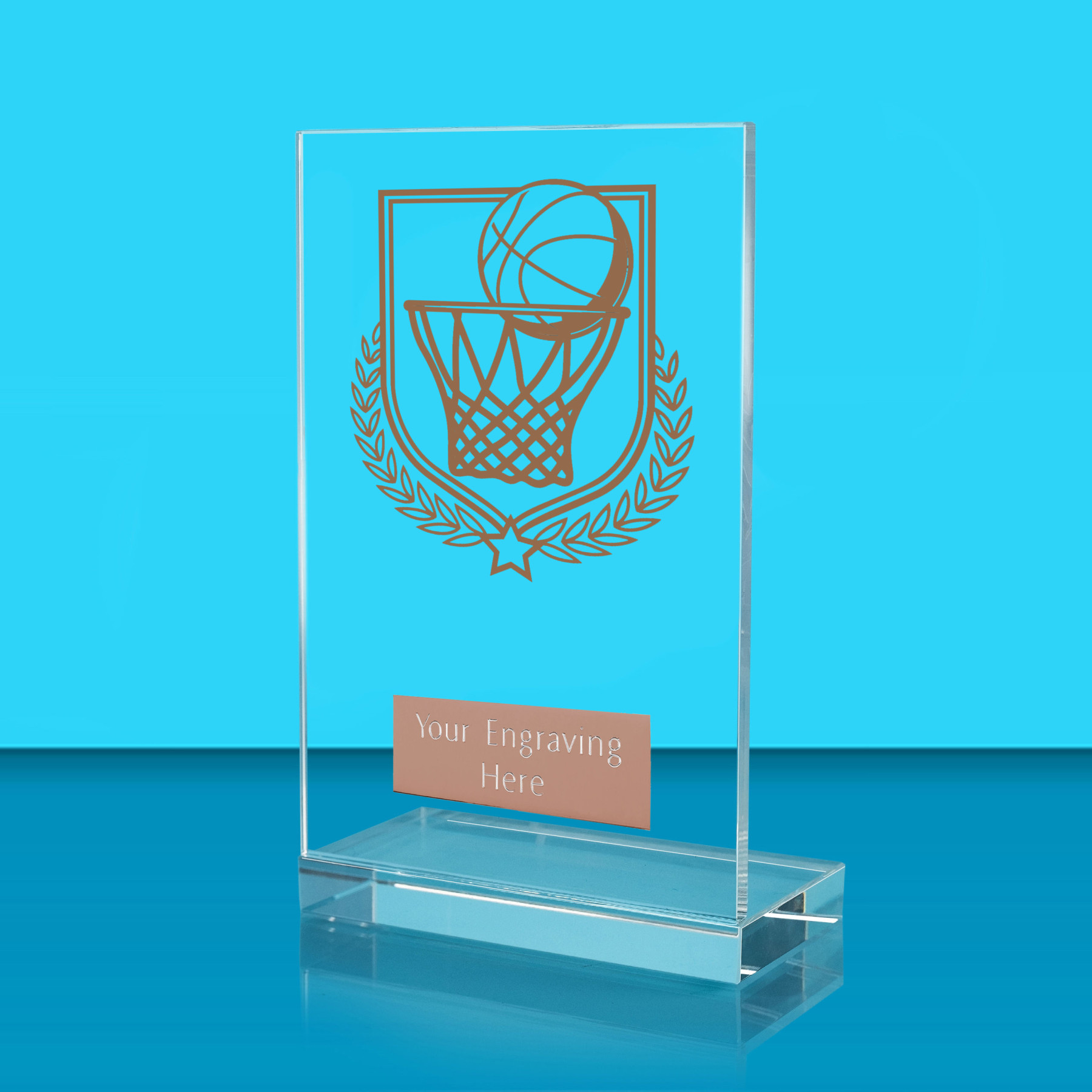 UV Colour Printed Basketball L Shaped Jade Glass Award