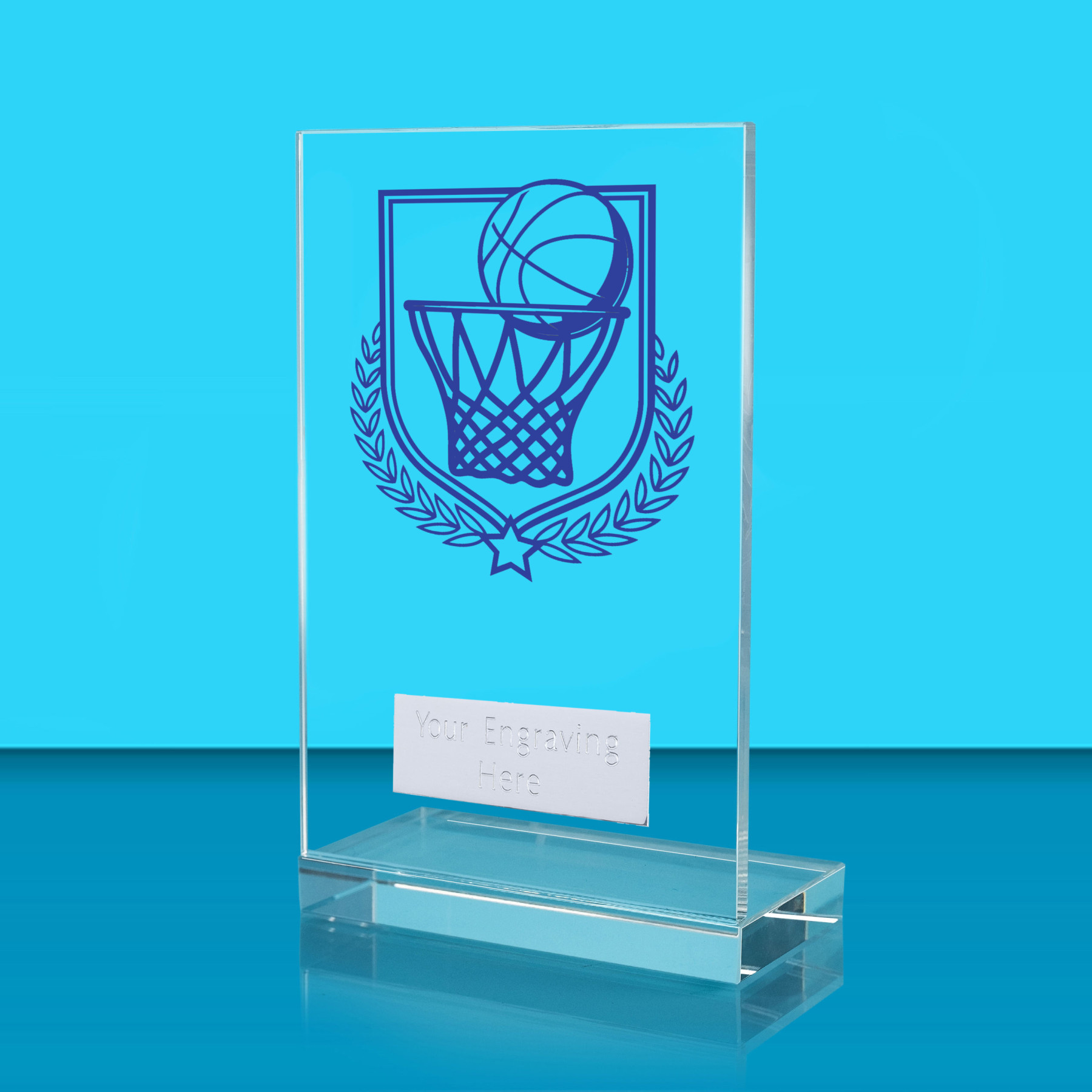 UV Colour Printed Basketball L Shaped Jade Glass Award