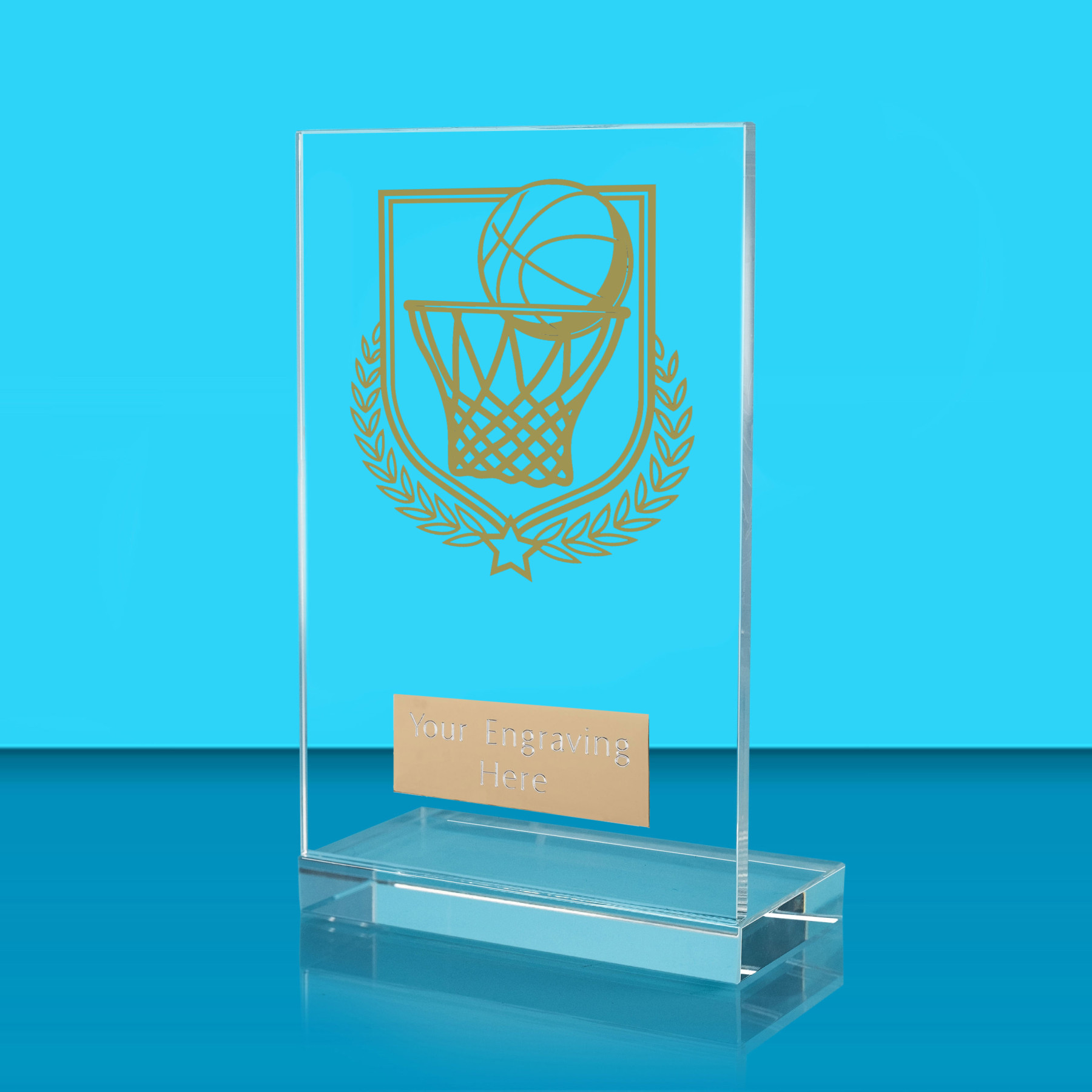 UV Colour Printed Basketball L Shaped Jade Glass Award