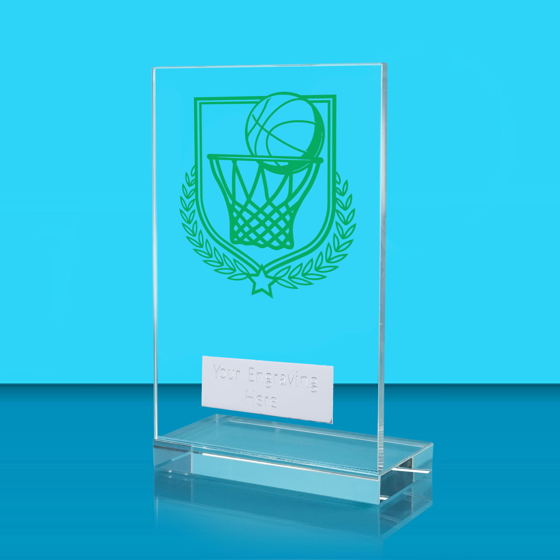 UV Colour Printed Basketball L Shaped Jade Glass Award