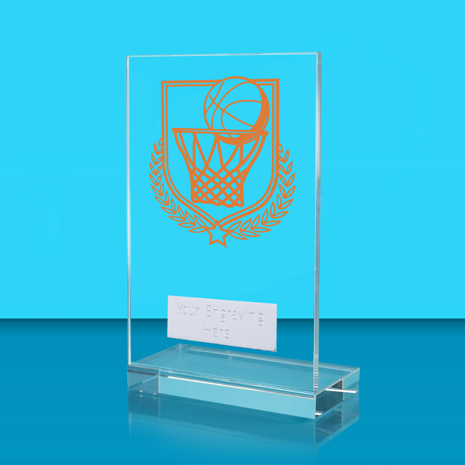 UV Colour Printed Basketball L Shaped Jade Glass Award