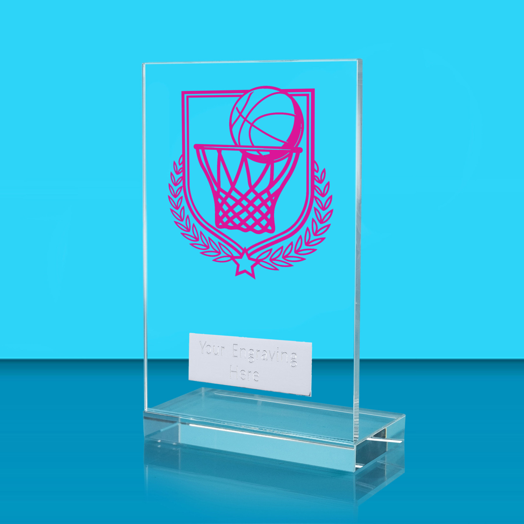 UV Colour Printed Basketball L Shaped Jade Glass Award