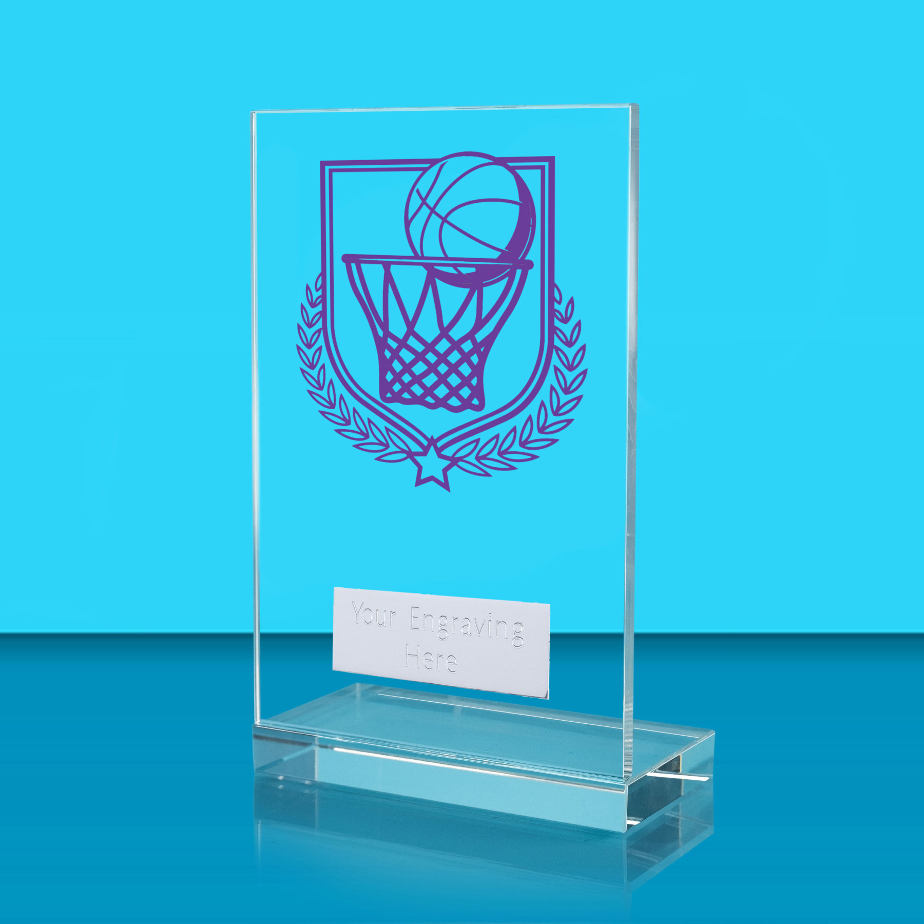 UV Colour Printed Basketball L Shaped Jade Glass Award