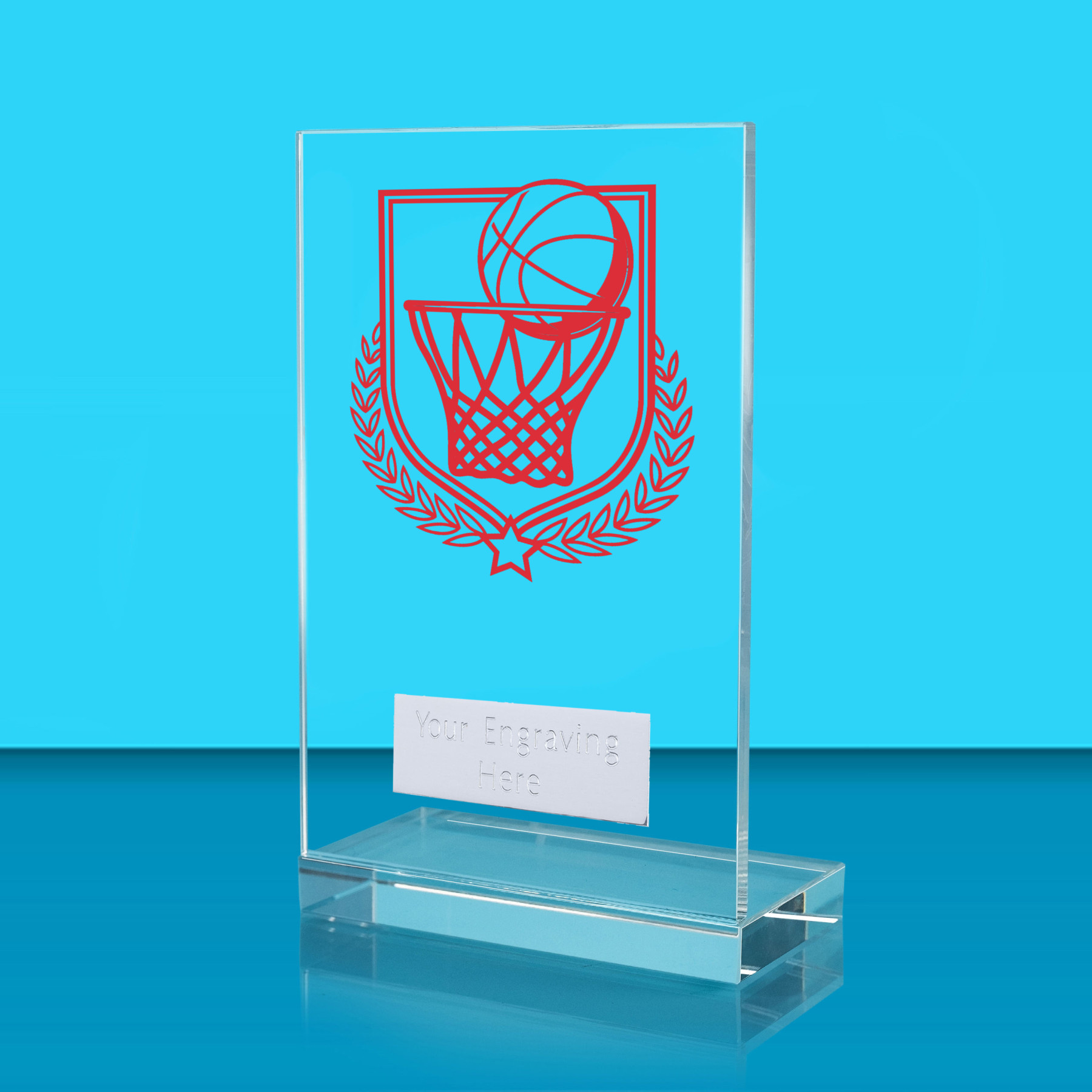 UV Colour Printed Basketball L Shaped Jade Glass Award
