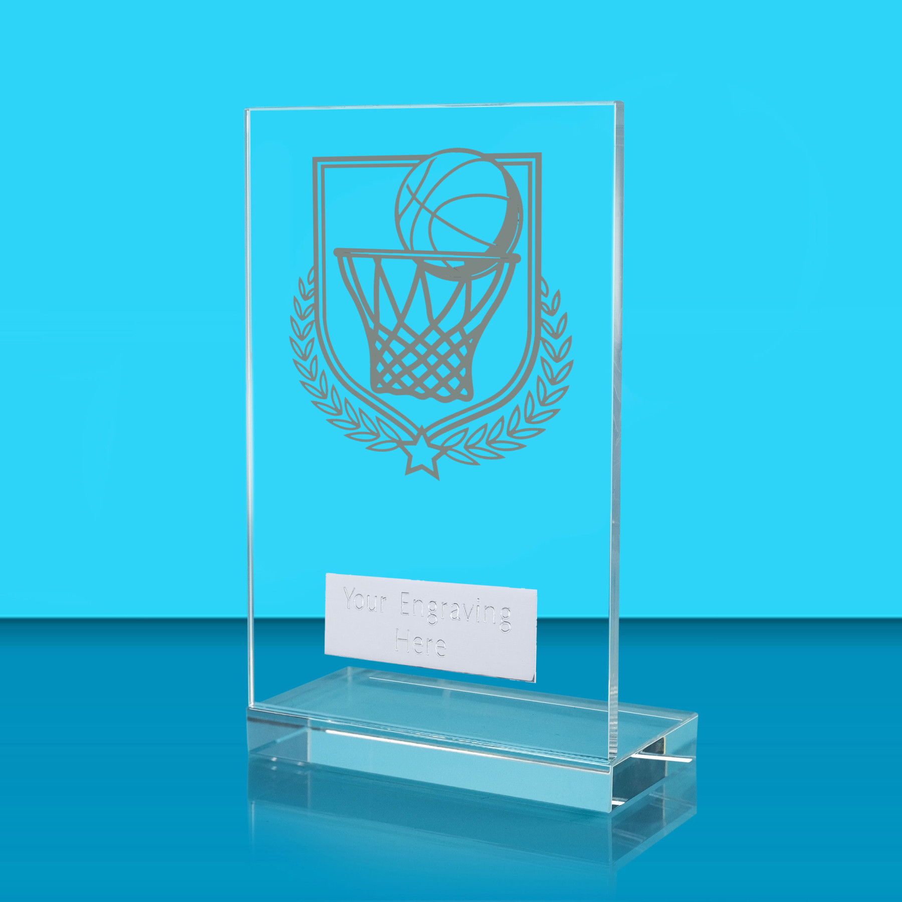 UV Colour Printed Basketball L Shaped Jade Glass Award