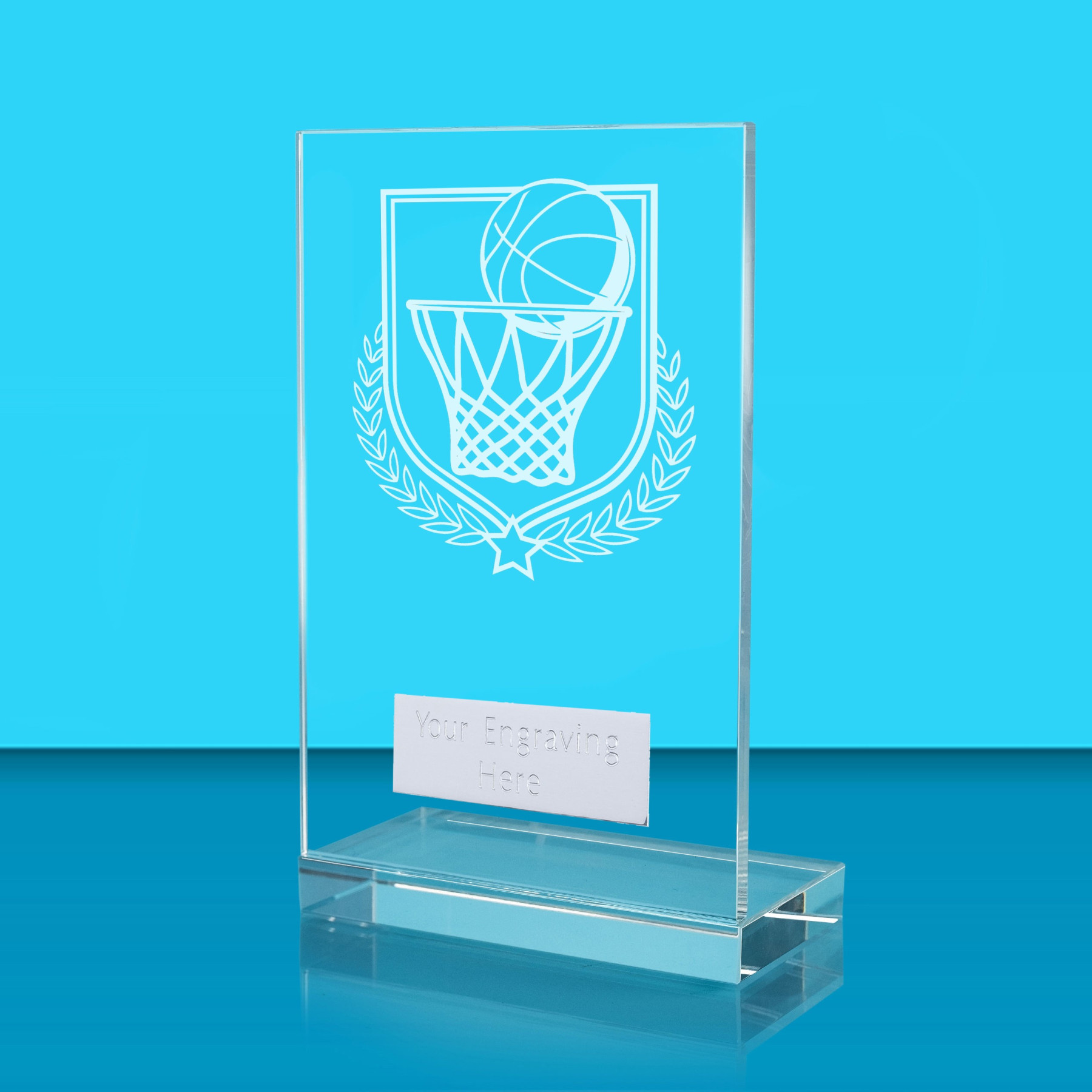 UV Colour Printed Basketball L Shaped Jade Glass Award
