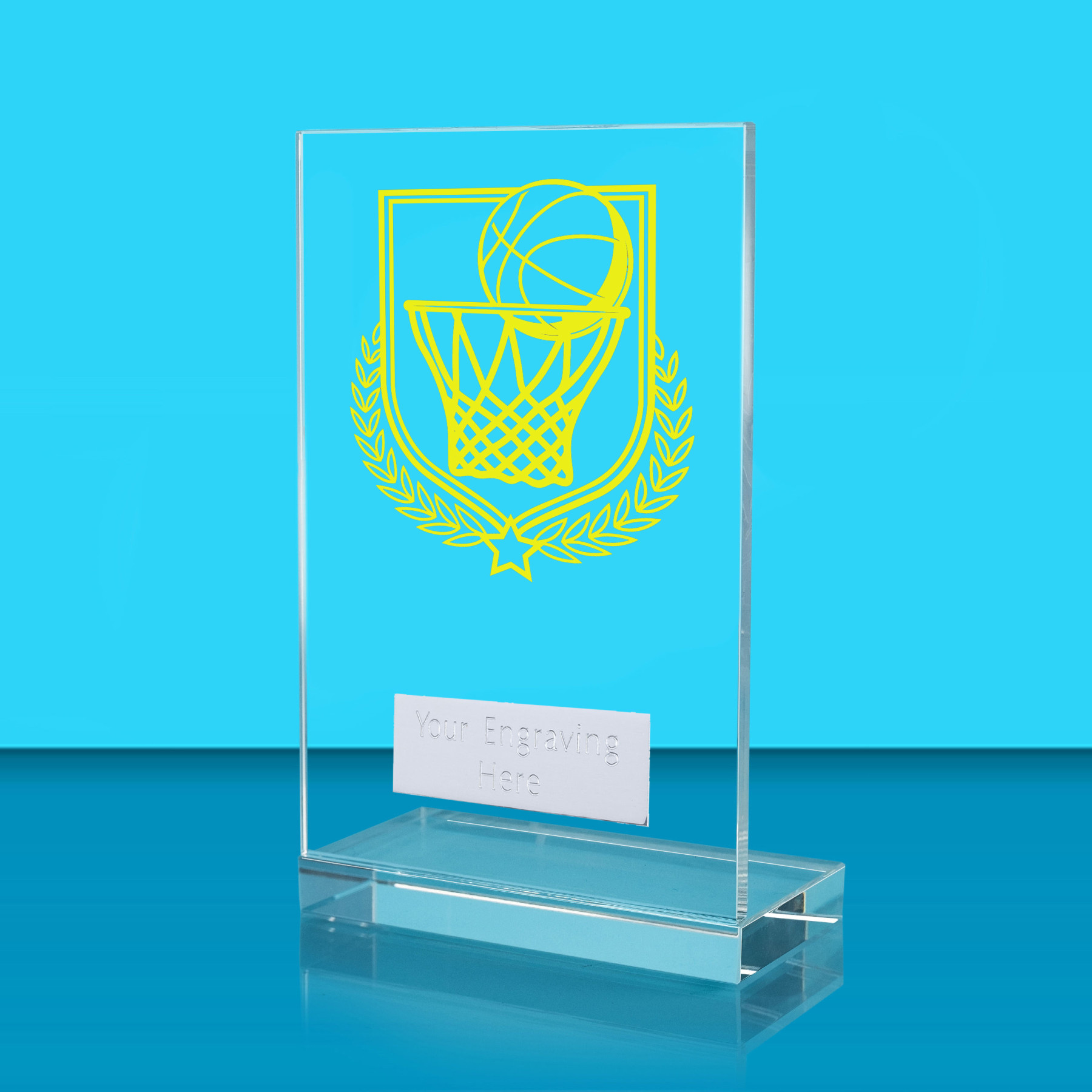 UV Colour Printed Basketball L Shaped Jade Glass Award