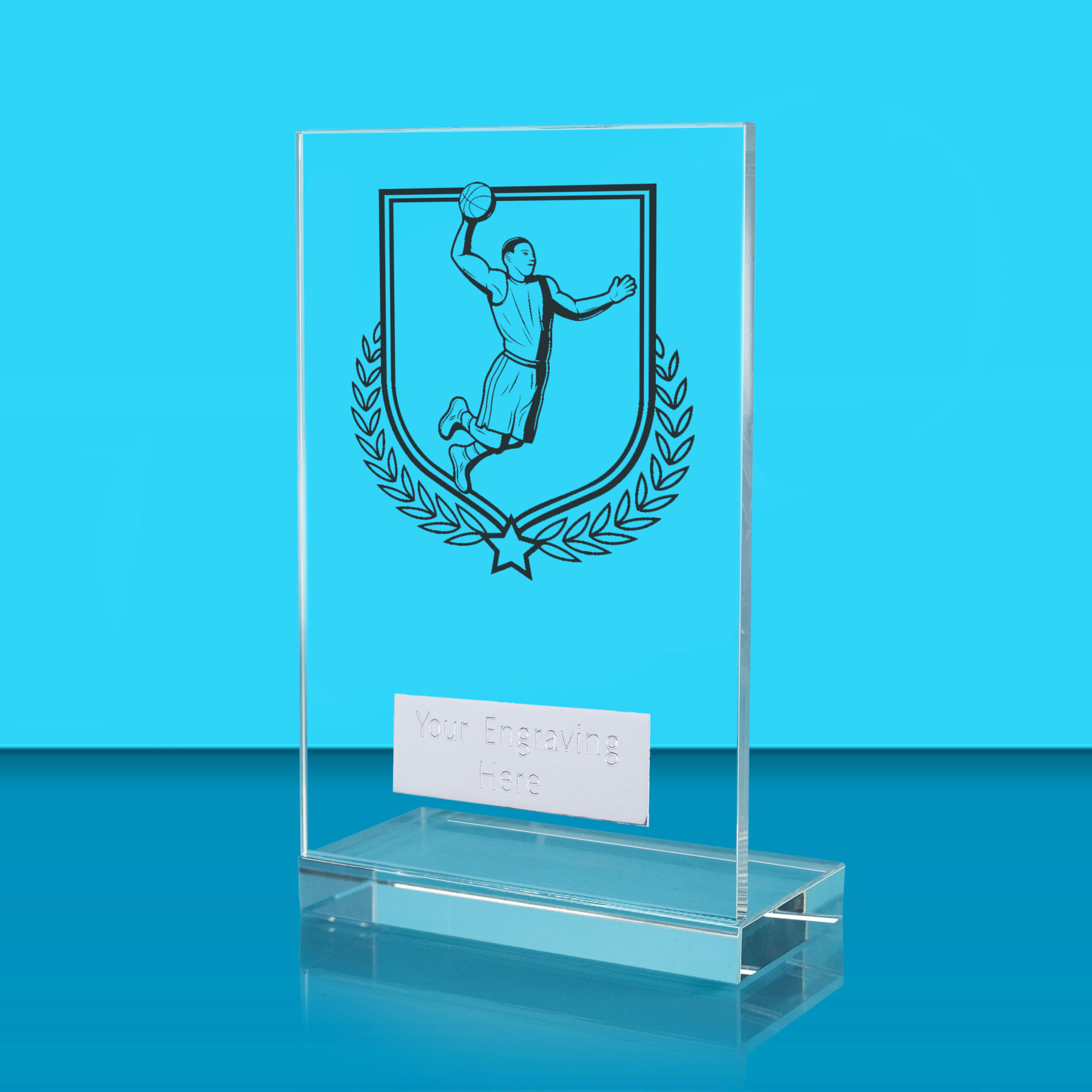 UV Colour Printed Basketball L Shaped Jade Glass Award