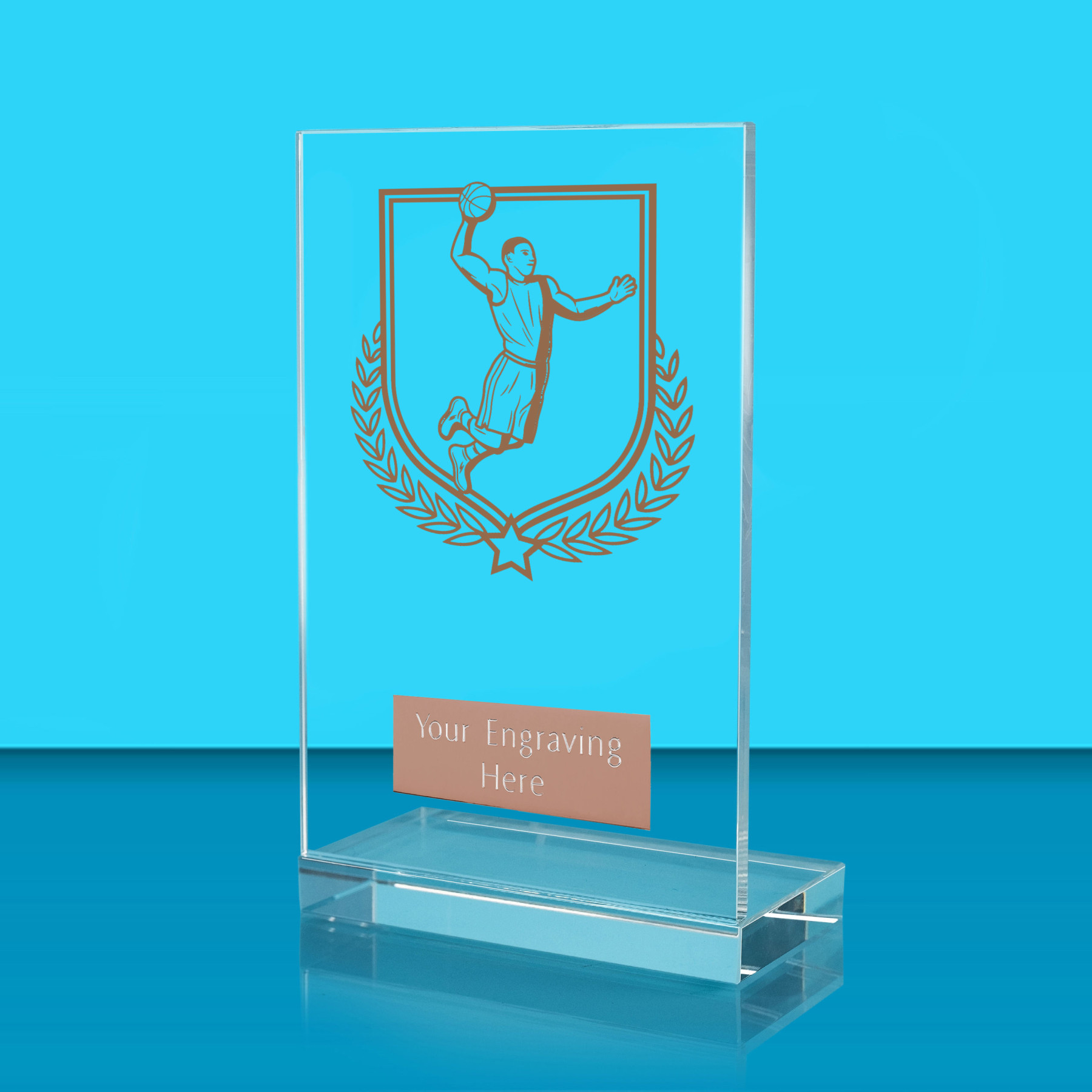 UV Colour Printed Basketball L Shaped Jade Glass Award