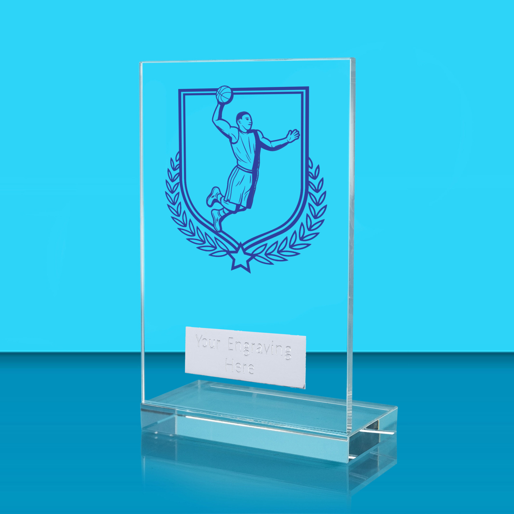 UV Colour Printed Basketball L Shaped Jade Glass Award