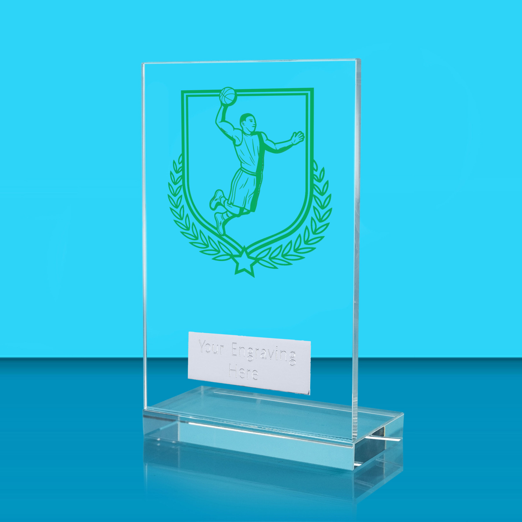UV Colour Printed Basketball L Shaped Jade Glass Award