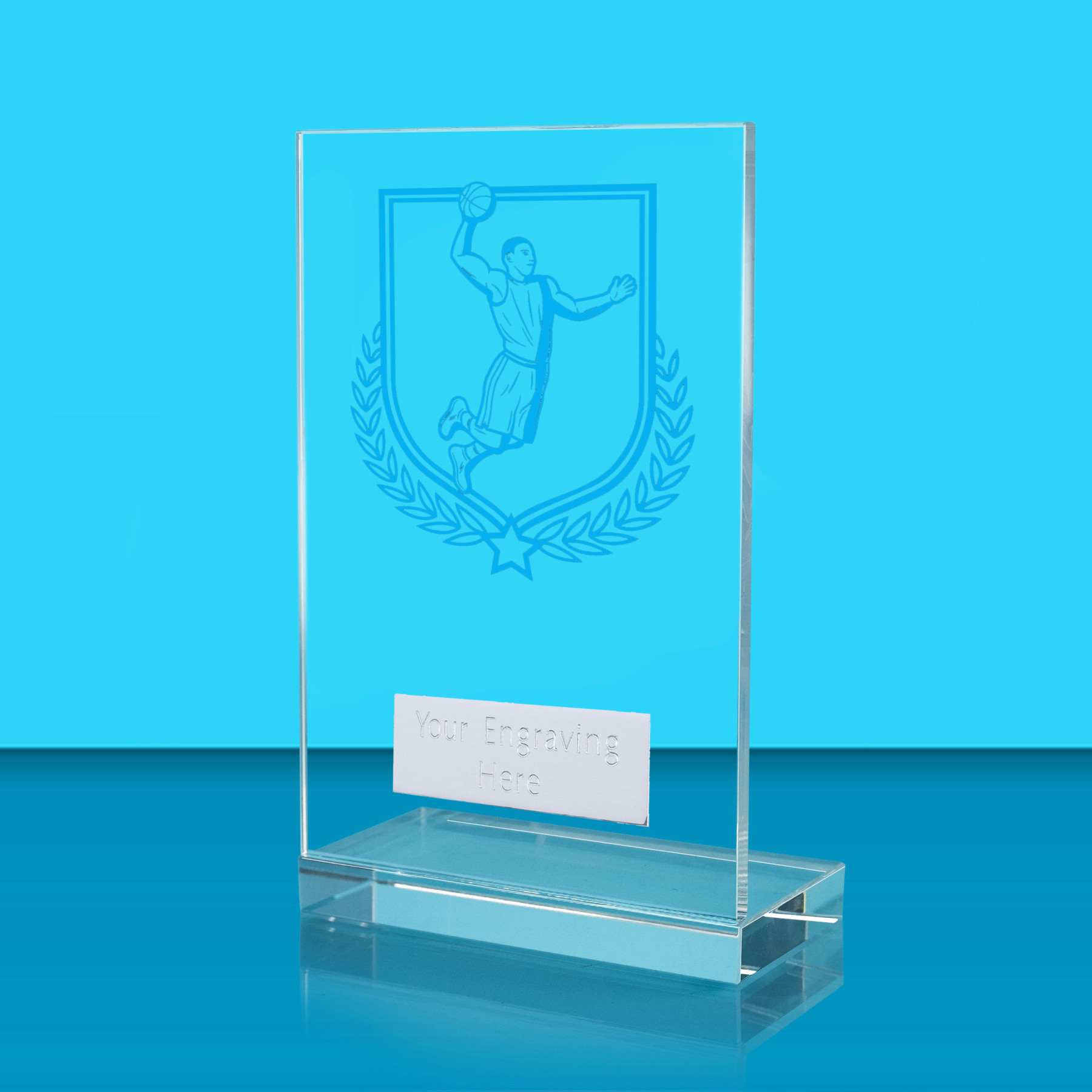 UV Colour Printed Basketball L Shaped Jade Glass Award
