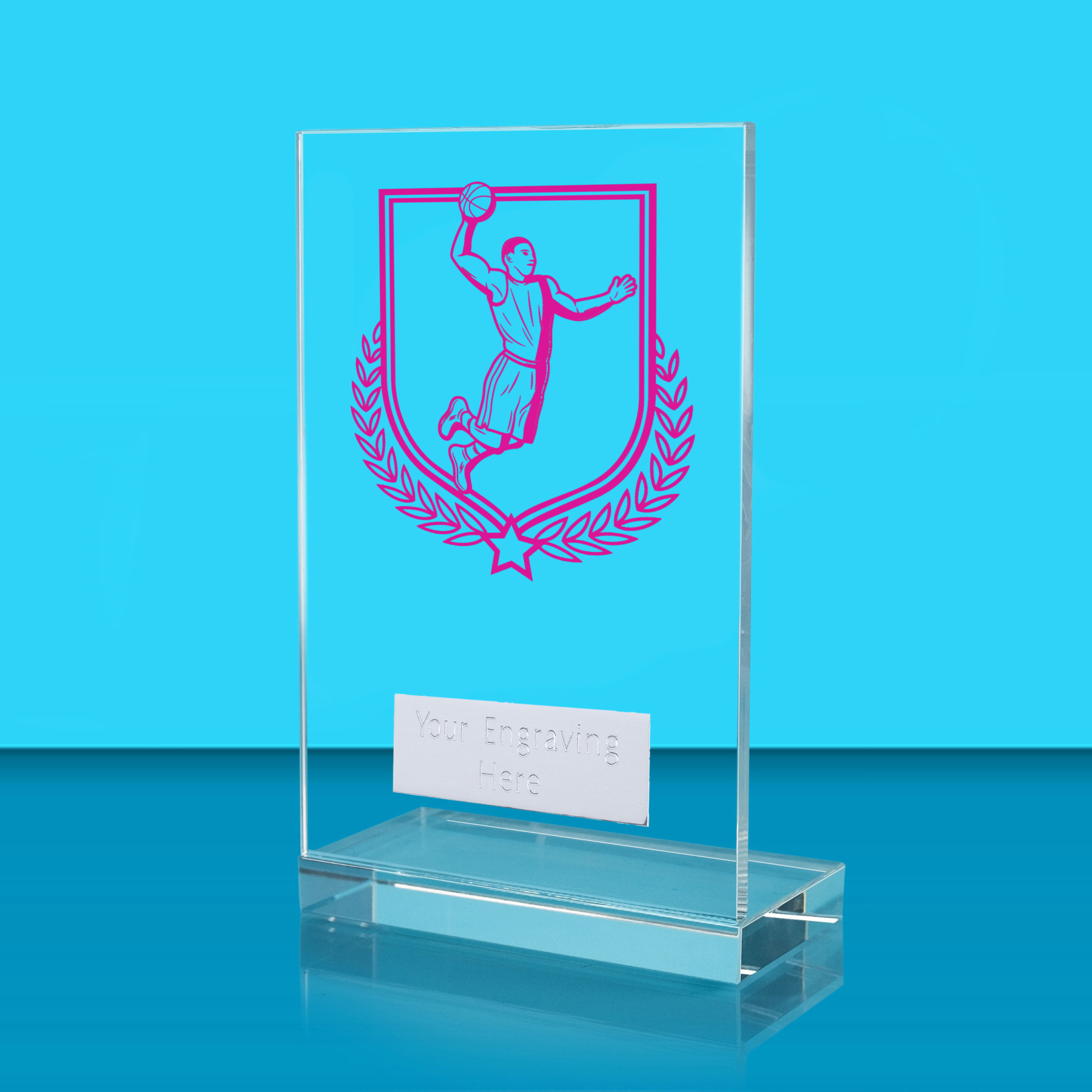 UV Colour Printed Basketball L Shaped Jade Glass Award