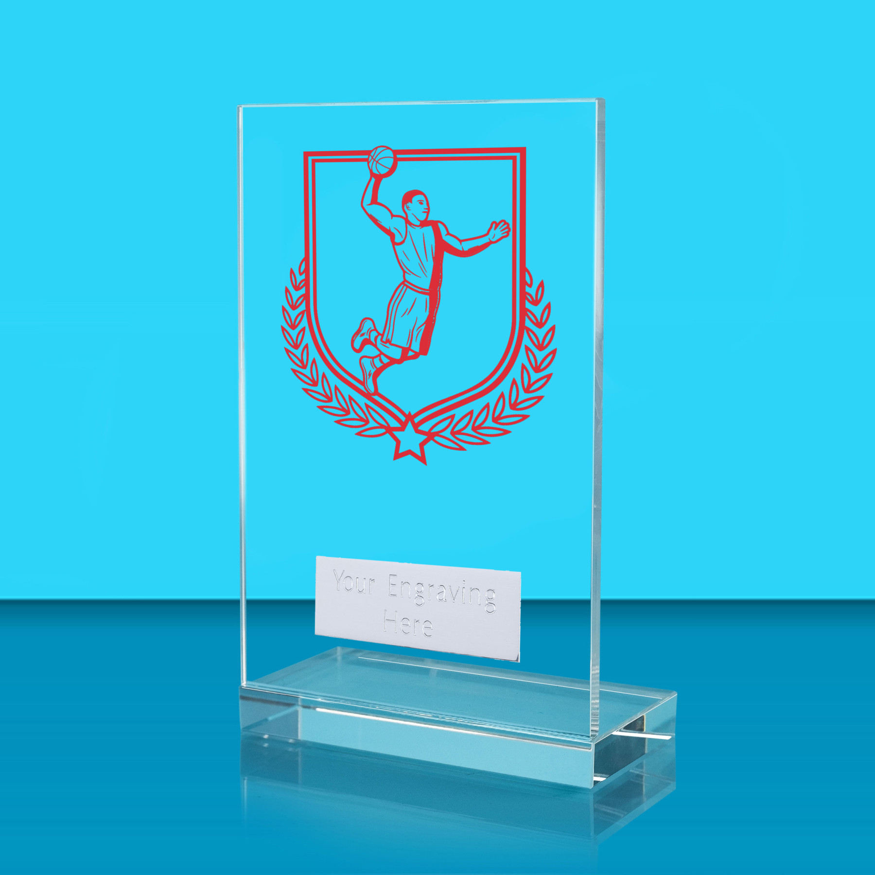 UV Colour Printed Basketball L Shaped Jade Glass Award