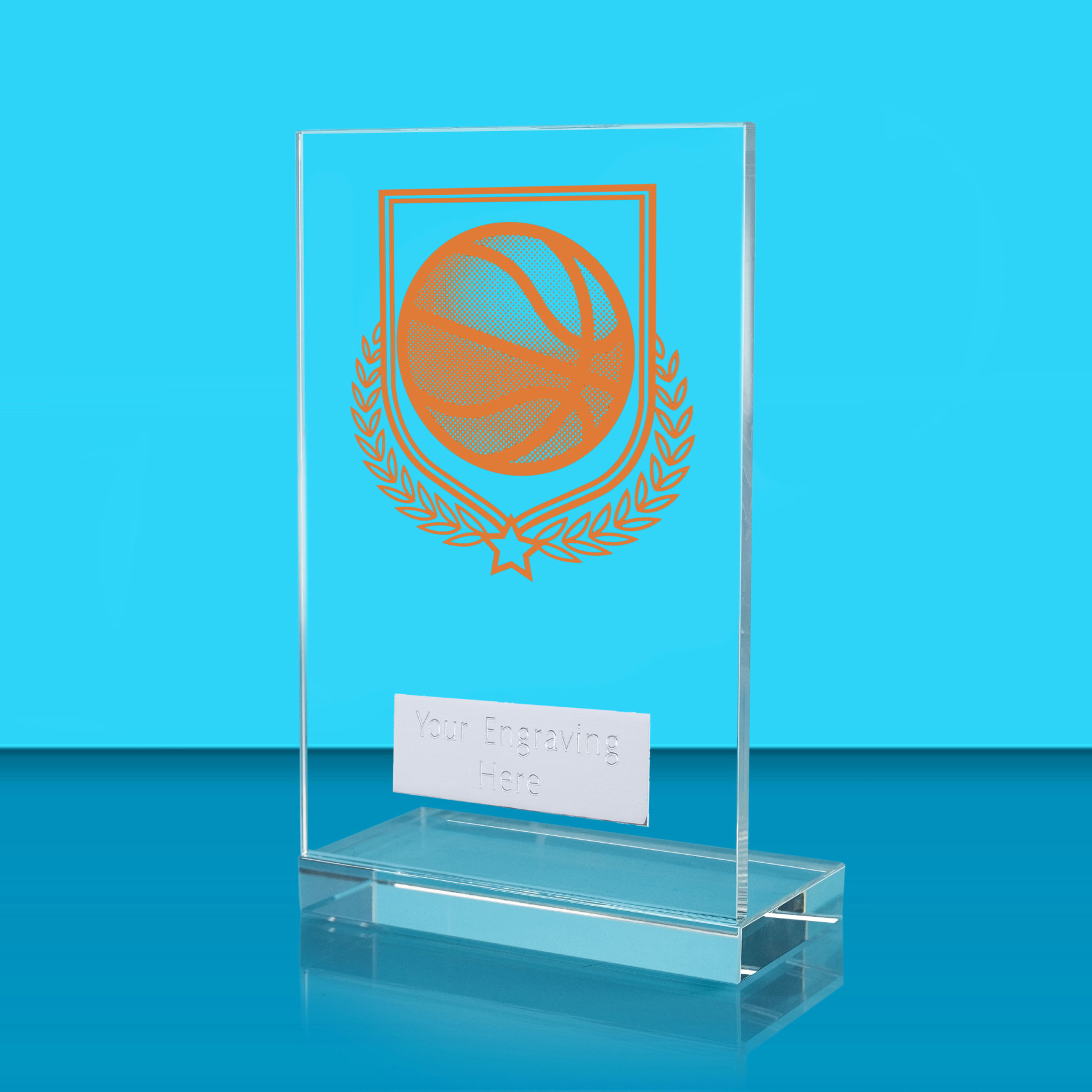 UV Colour Printed Basketball L Shaped Jade Glass Award