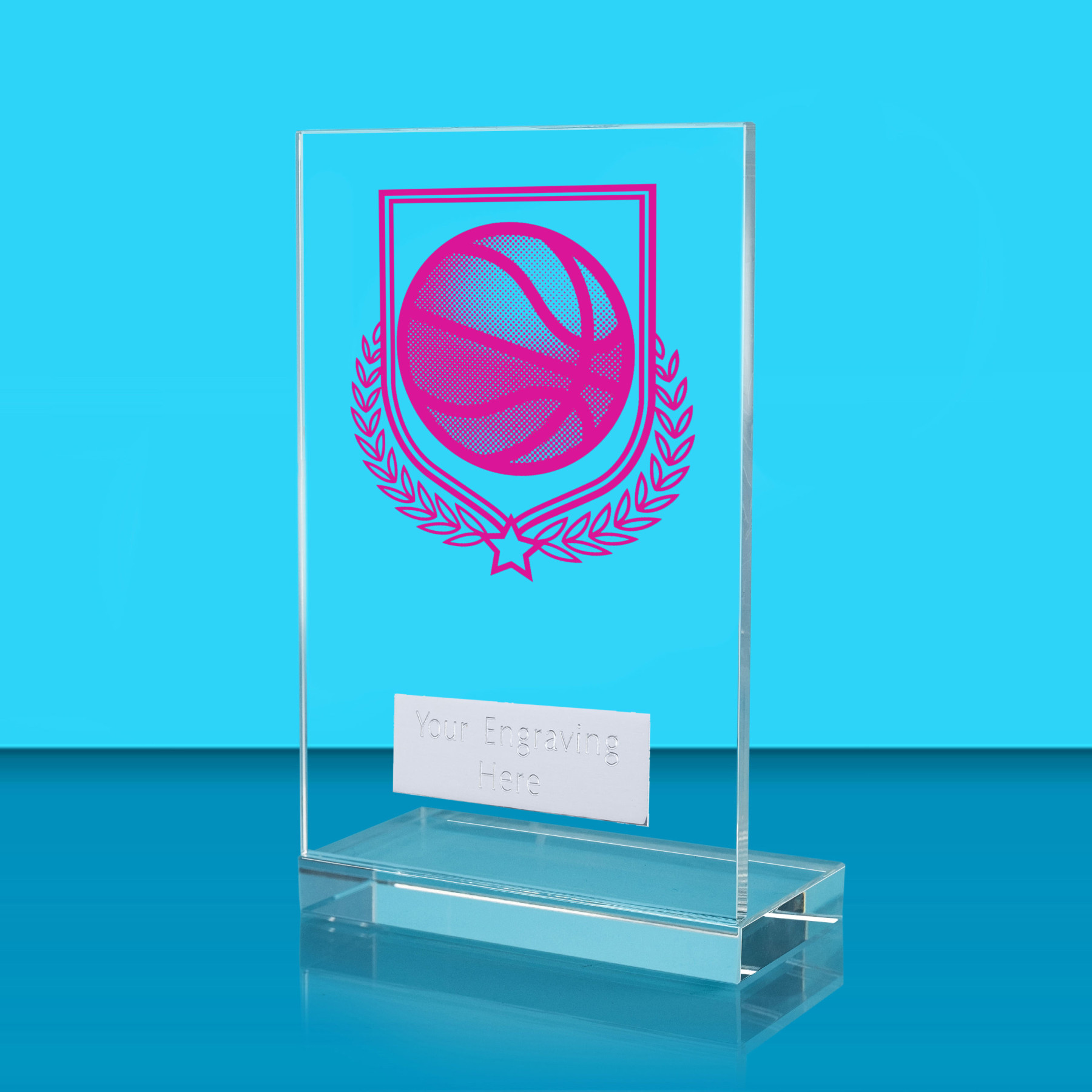 UV Colour Printed Basketball L Shaped Jade Glass Award
