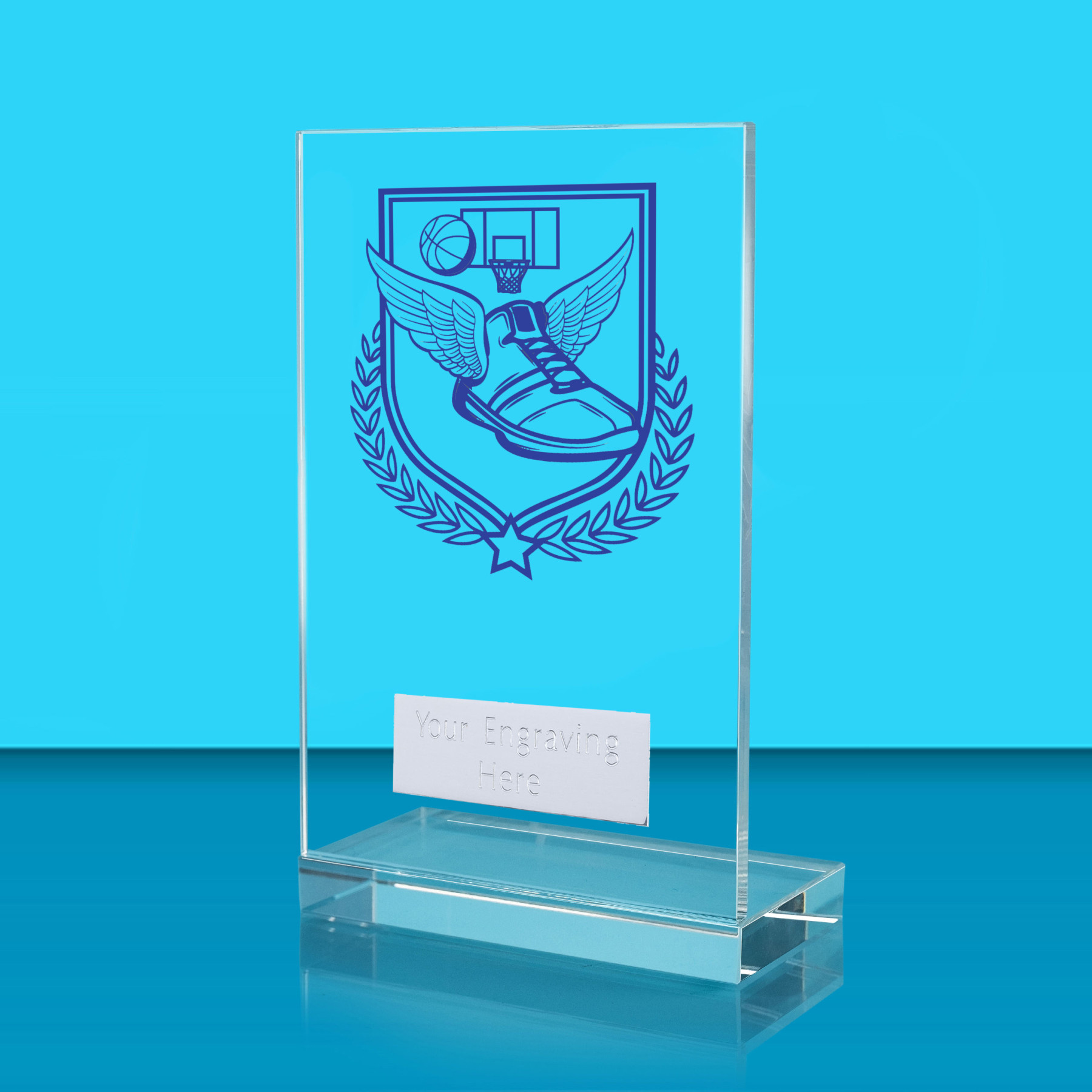 UV Colour Printed Basketball L Shaped Jade Glass Award