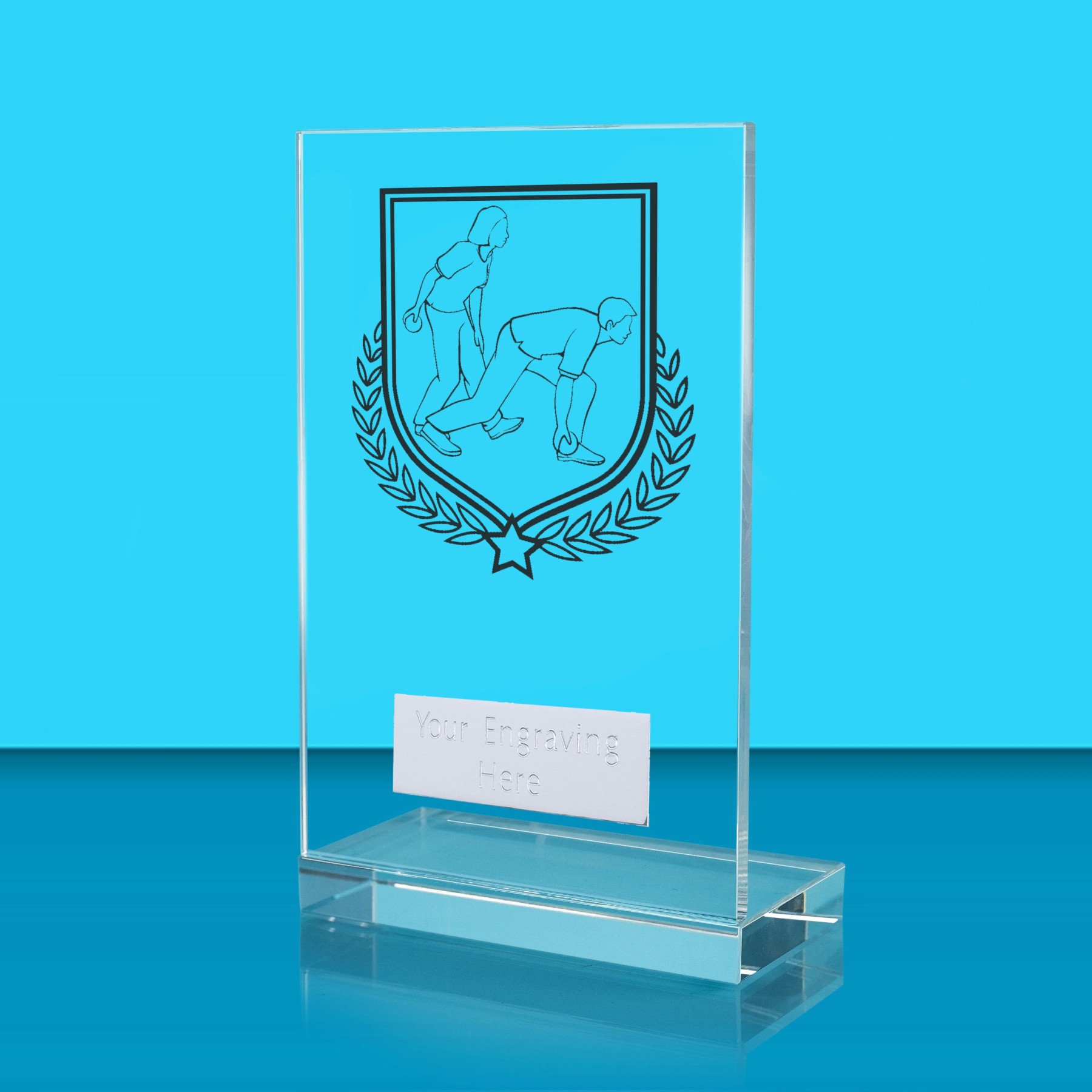 UV Colour Printed Bowls L Shaped Jade Glass Award