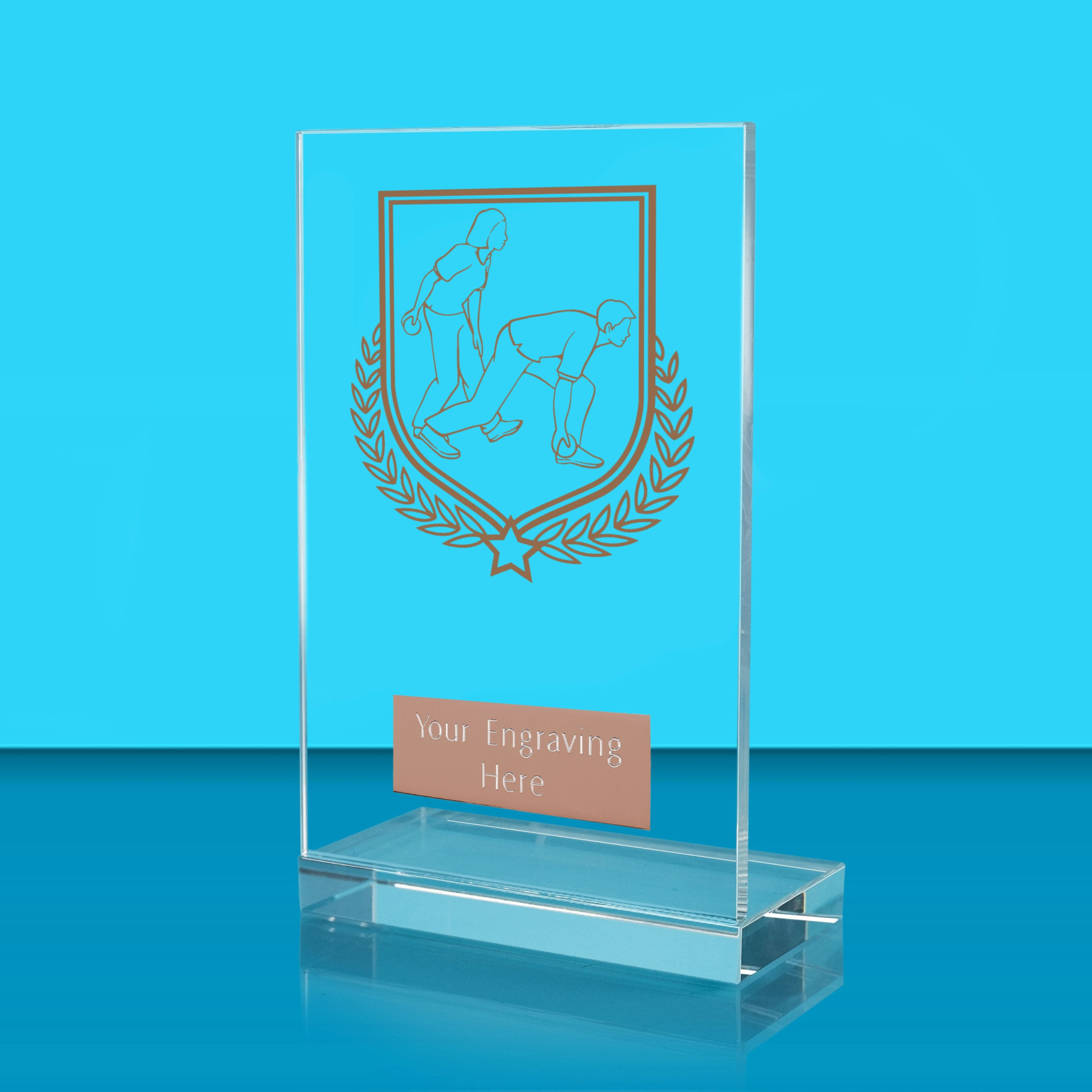 UV Colour Printed Bowls L Shaped Jade Glass Award